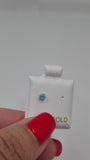 14K Gold Blue Opal Flat Back Stud Piercing