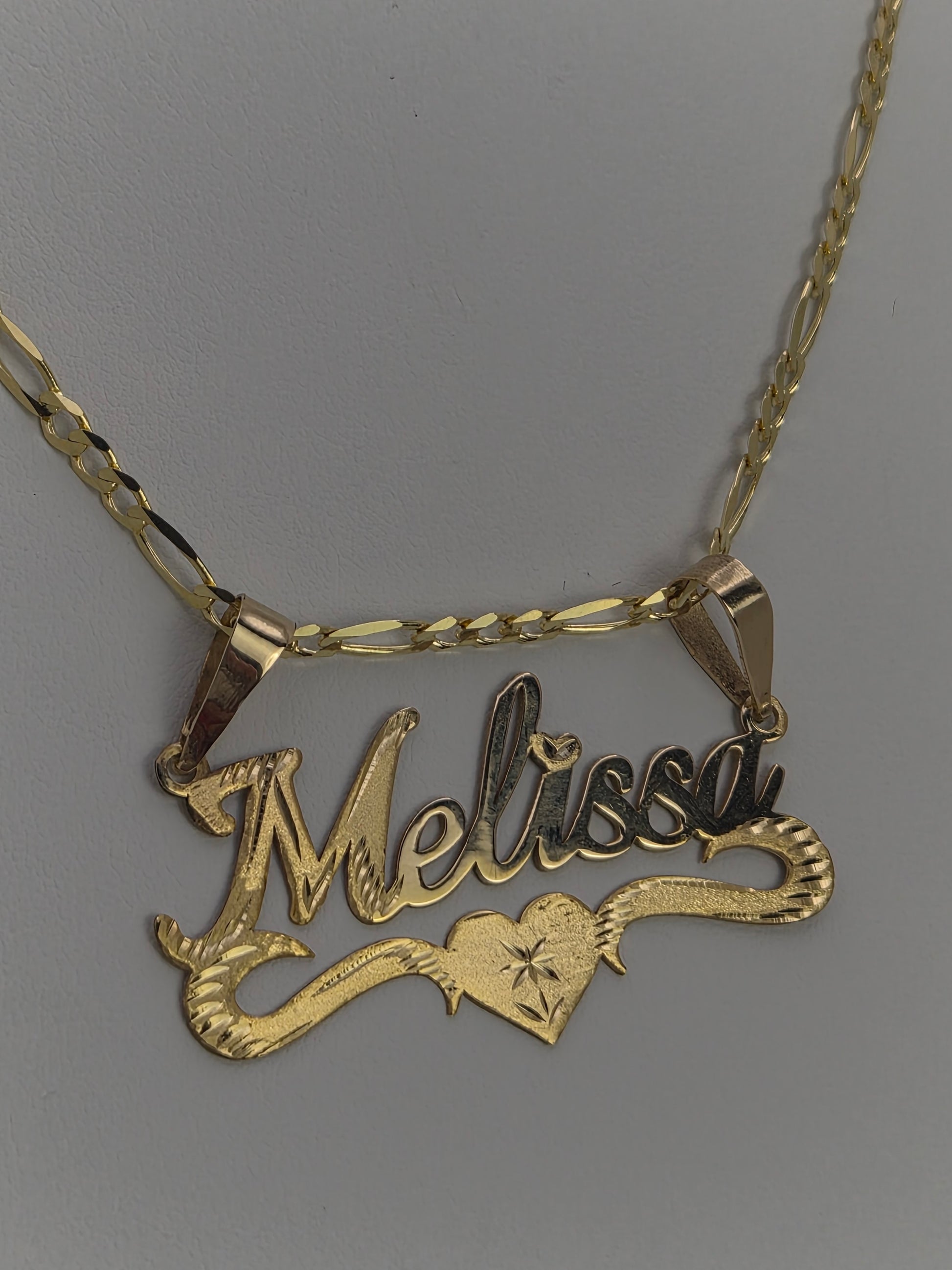 14K Gold Diamond Cut Initial Custom Name Necklace