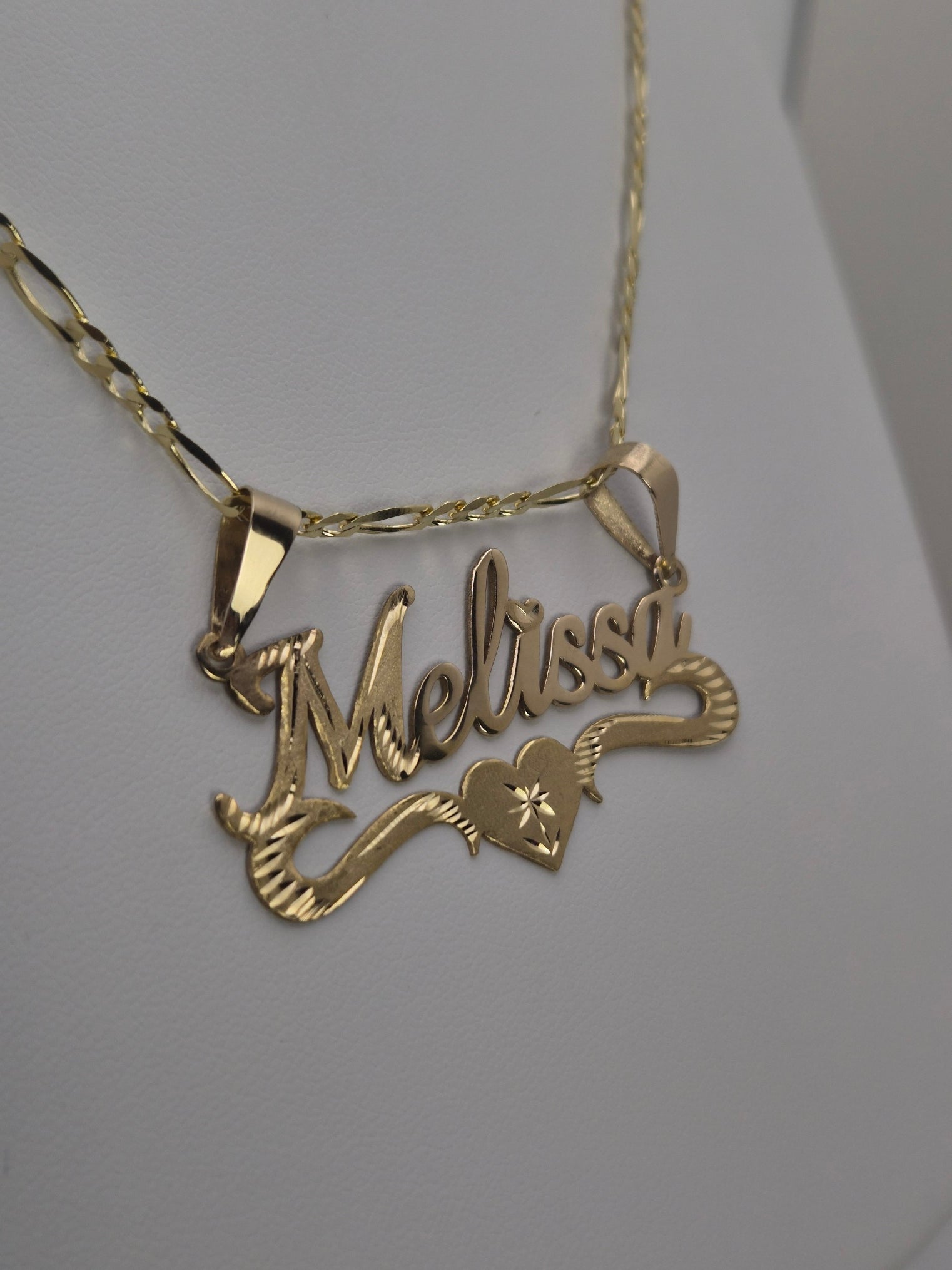 14K Gold Diamond Cut Initial Custom Name Necklace
