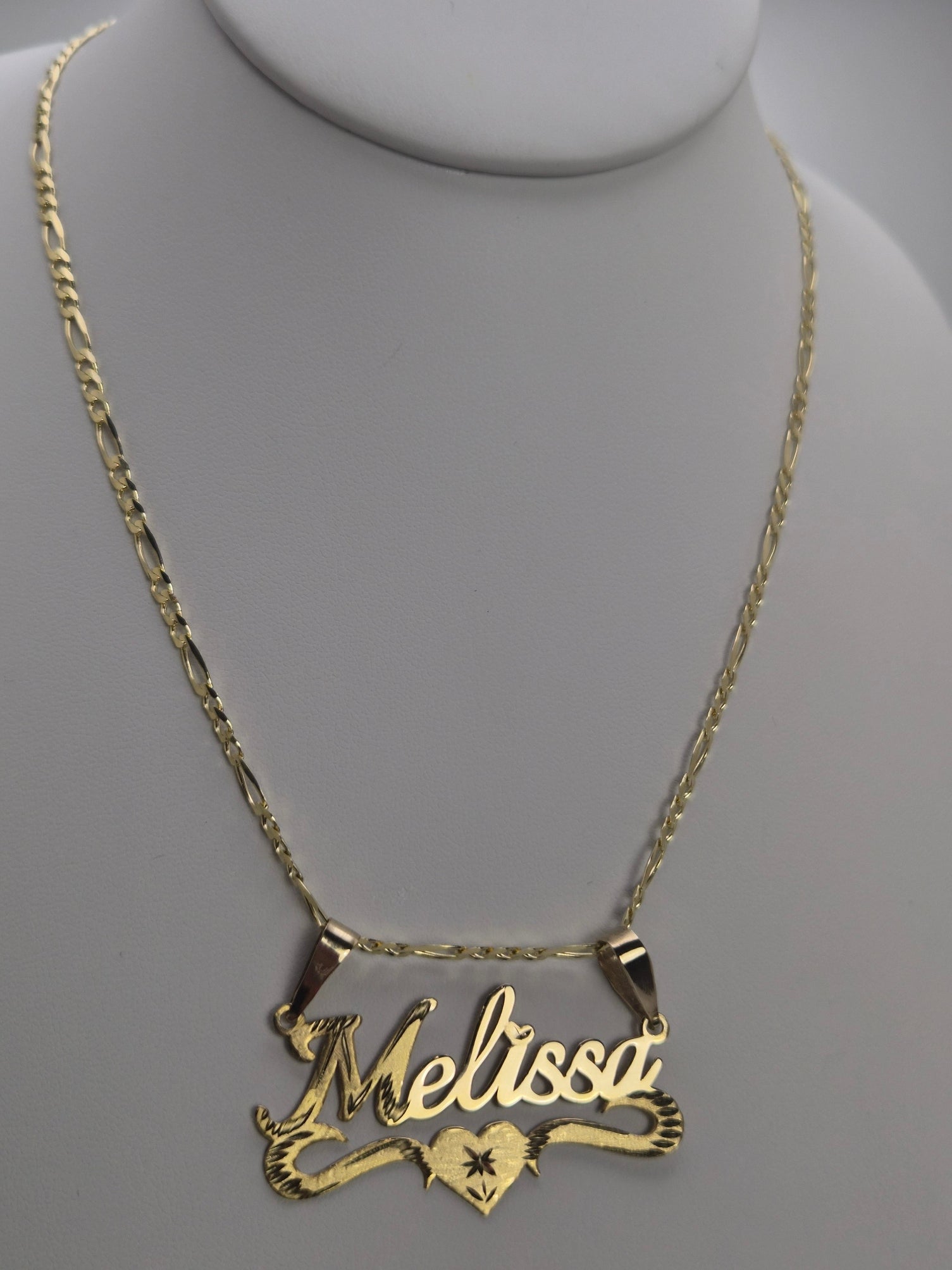 14K Gold Diamond Cut Initial Custom Name Necklace