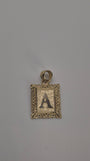 14K Two-Tone Small Square Initial Pendant
