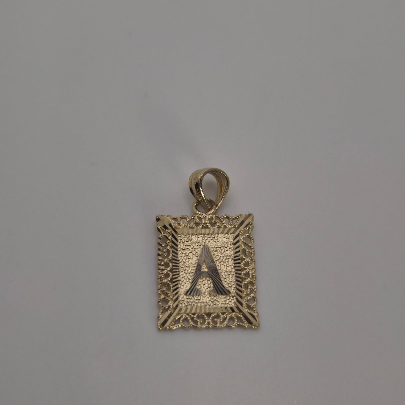 14K Two-Tone Small Square Initial Pendant