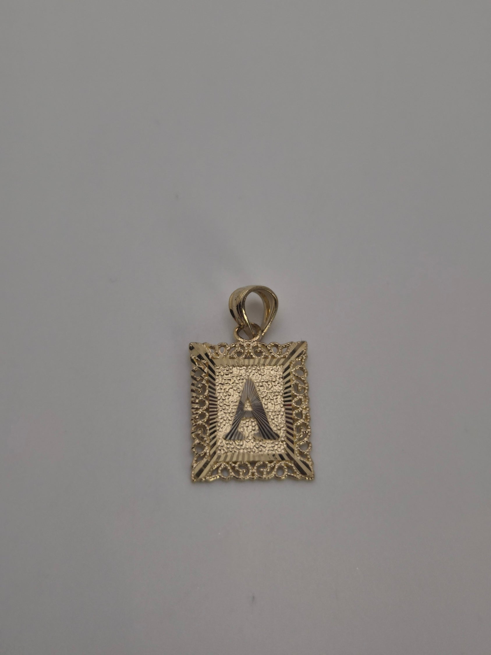 14K Two-Tone Small Square Initial Pendant