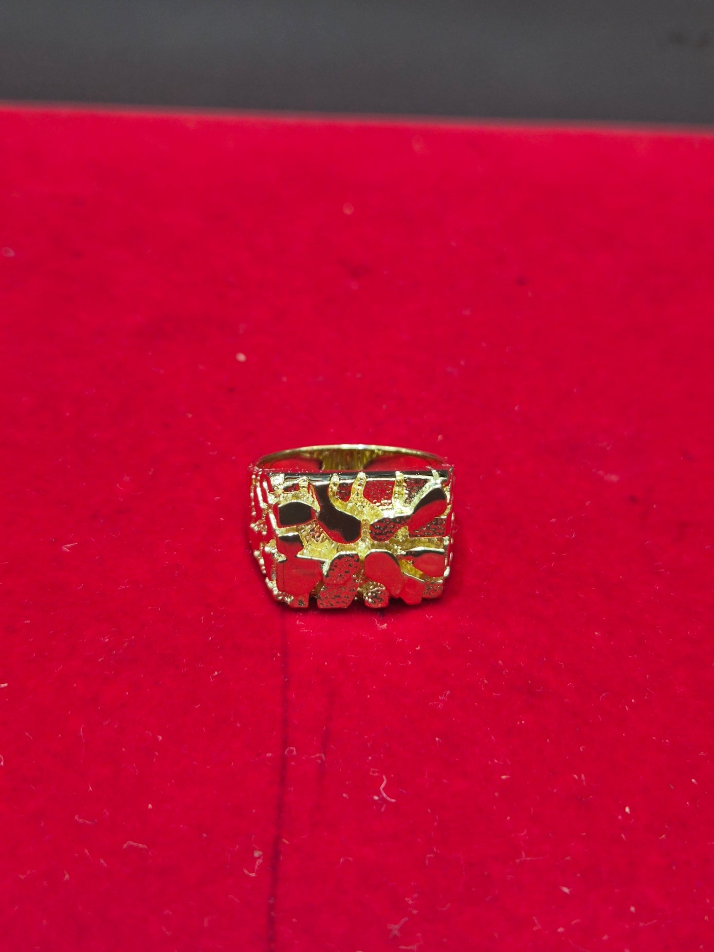 14K Gold Square Nugget Ring