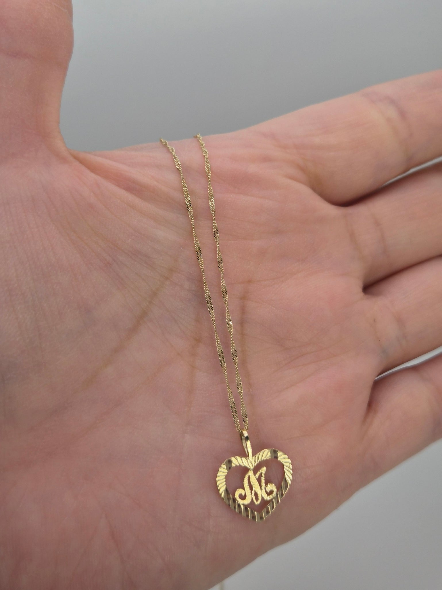 14K Gold Mini Heart Initial Necklace Set