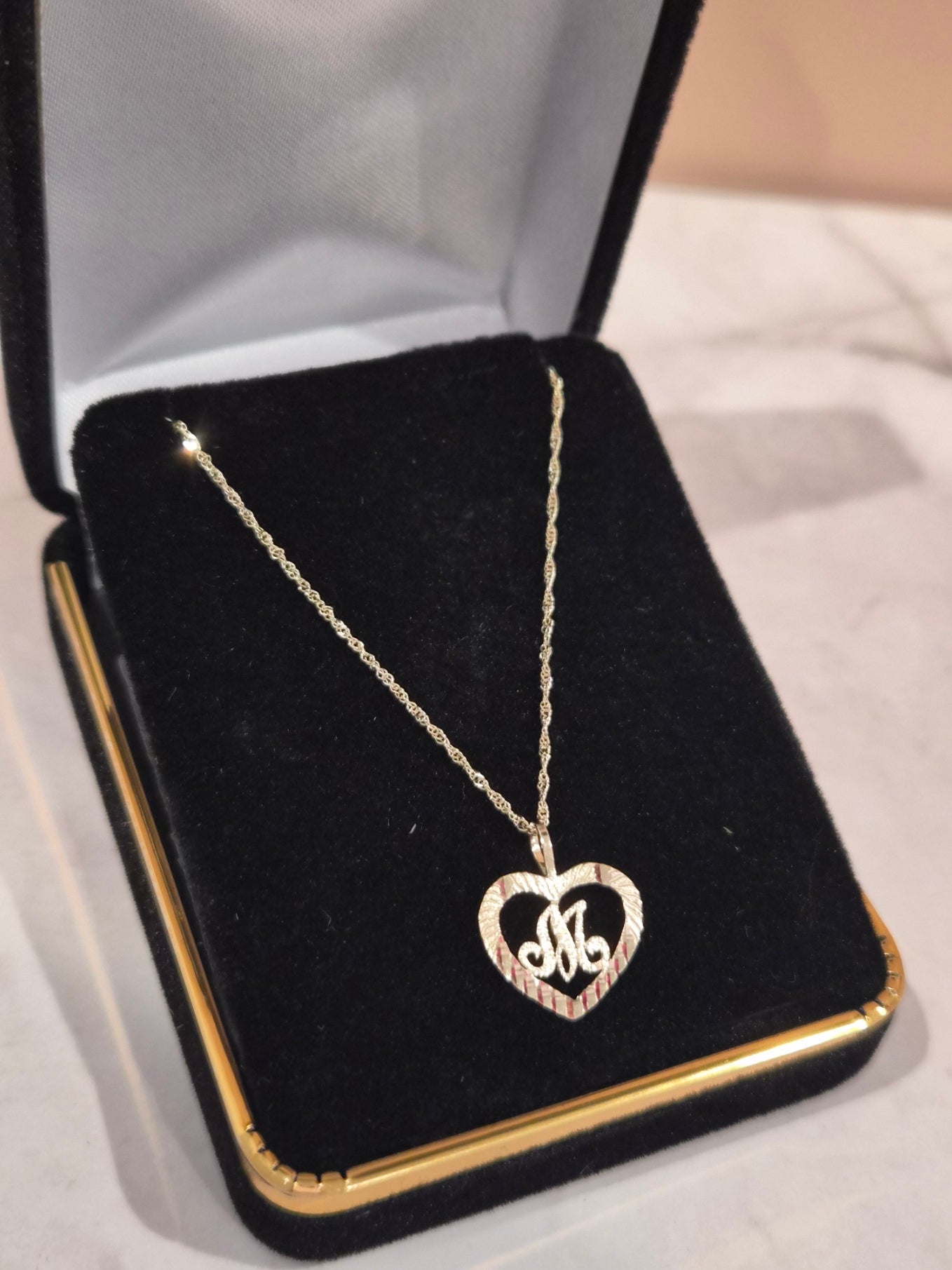 14K Gold Mini Heart Initial Necklace Set