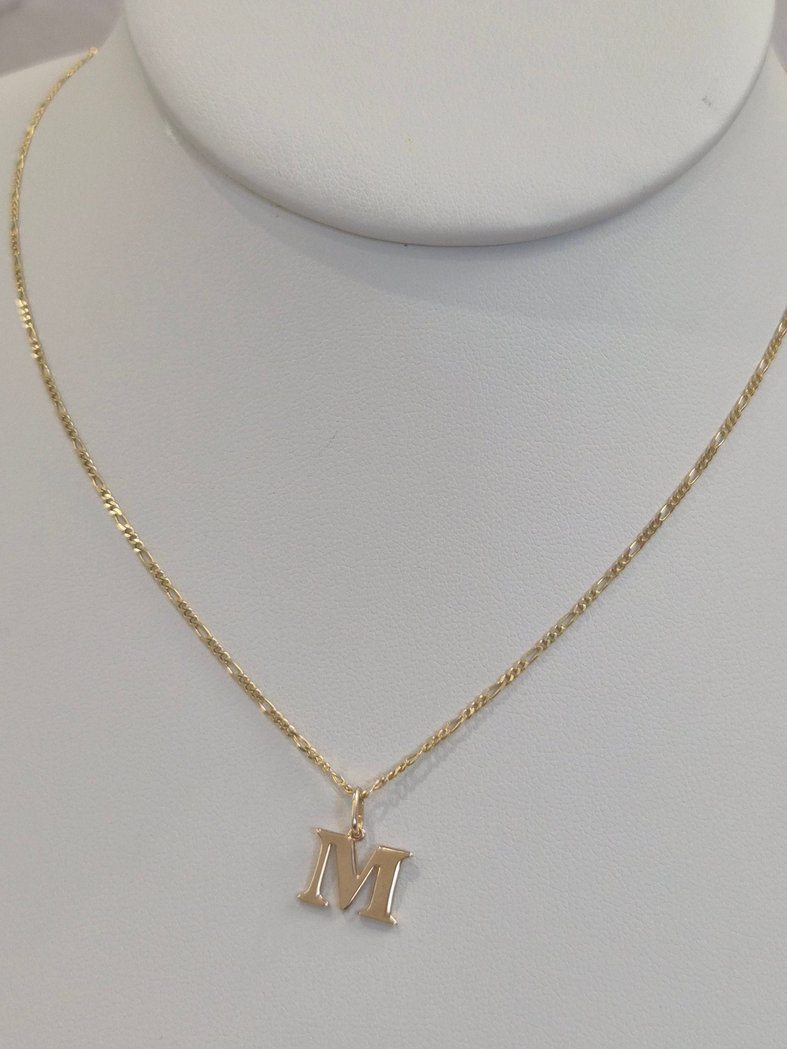 14K Gold Initial Figaro Set
