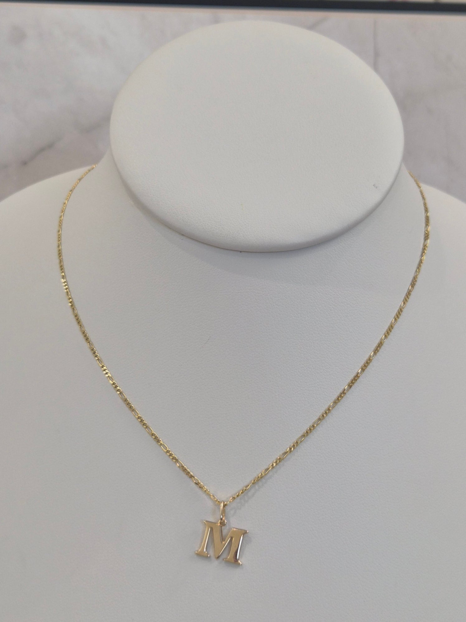 14K Gold Initial Figaro Set