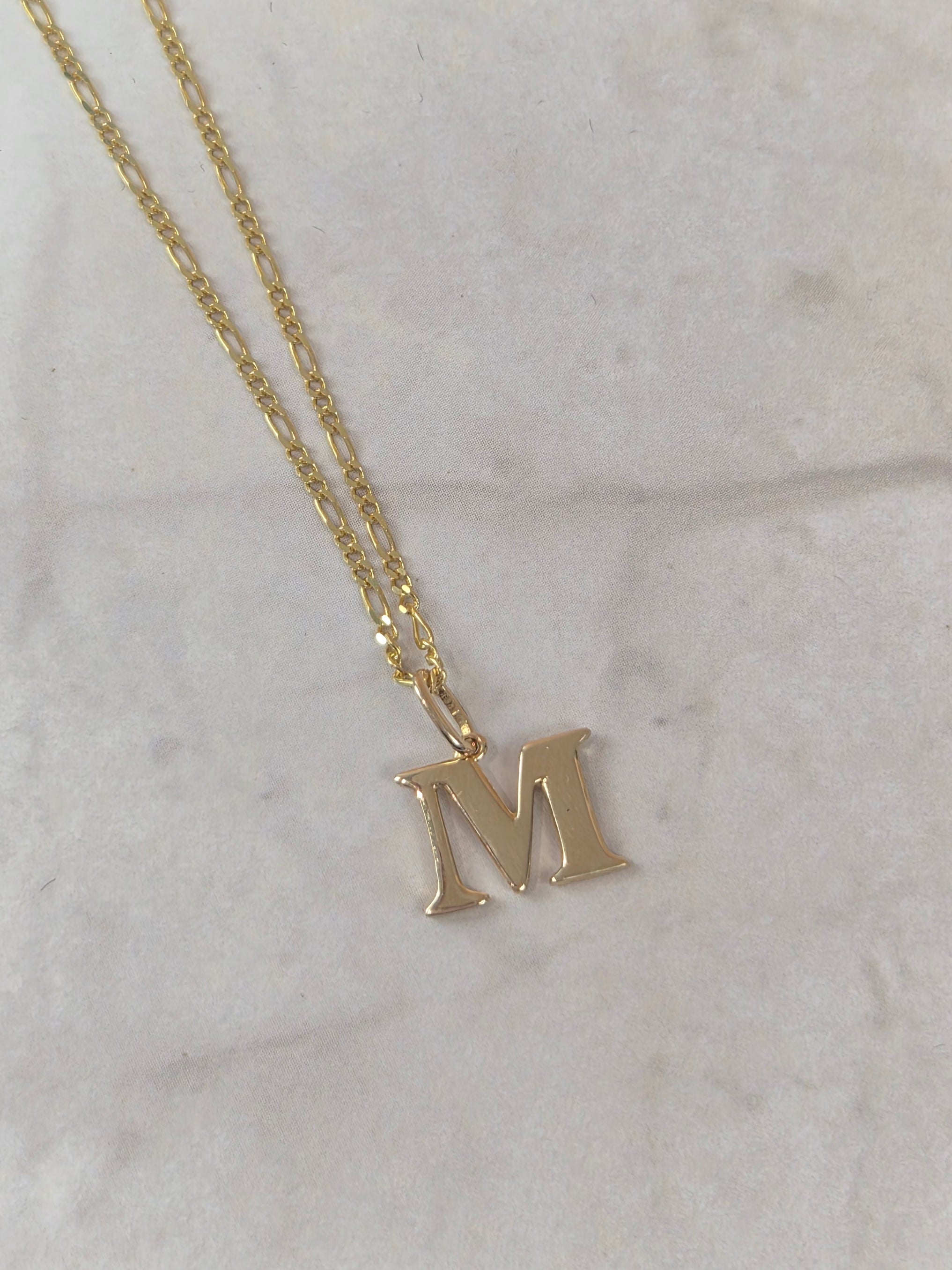 14K Gold Initial Figaro Set