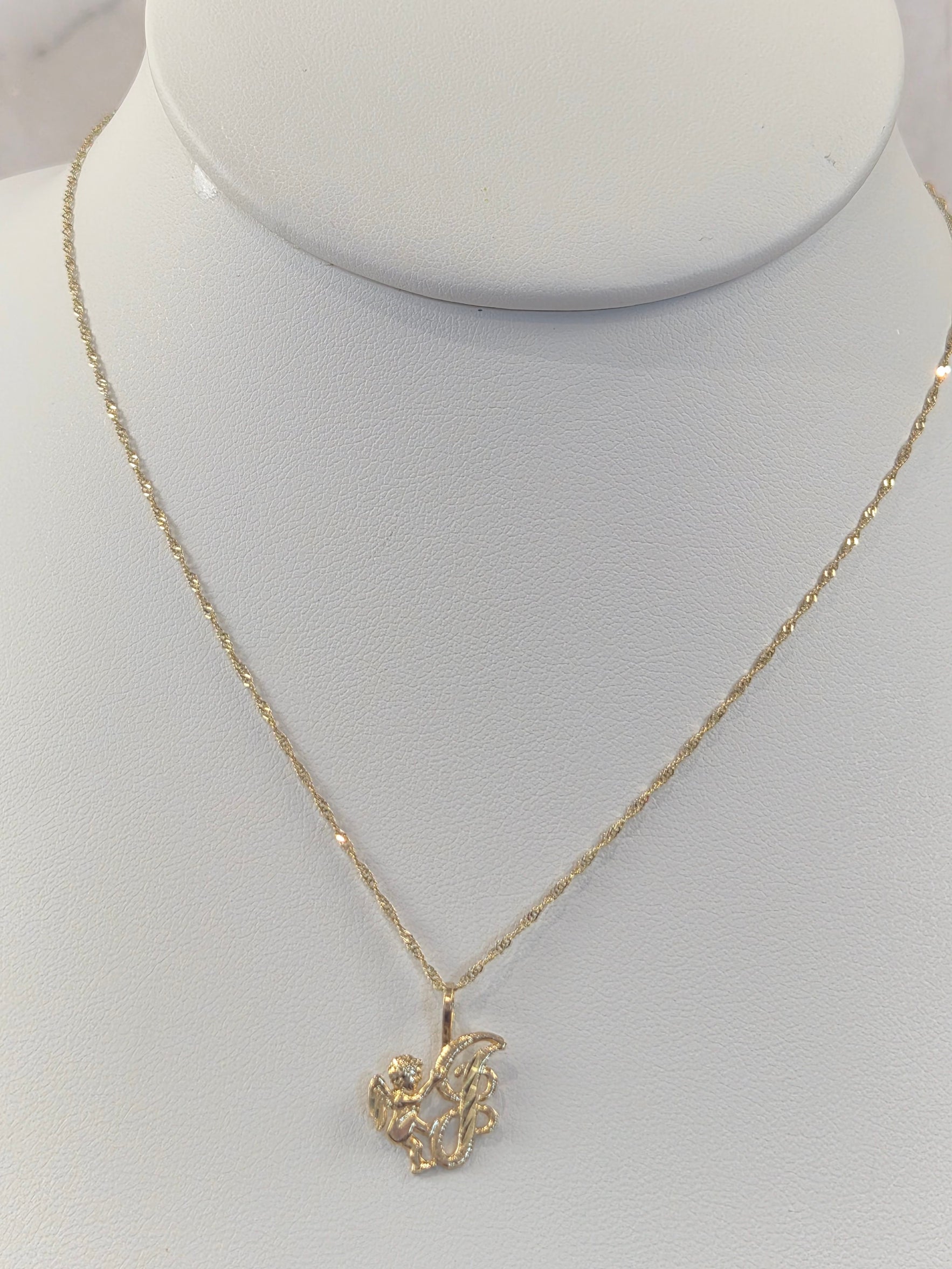 14K Gold Angel Initial Singapore Set