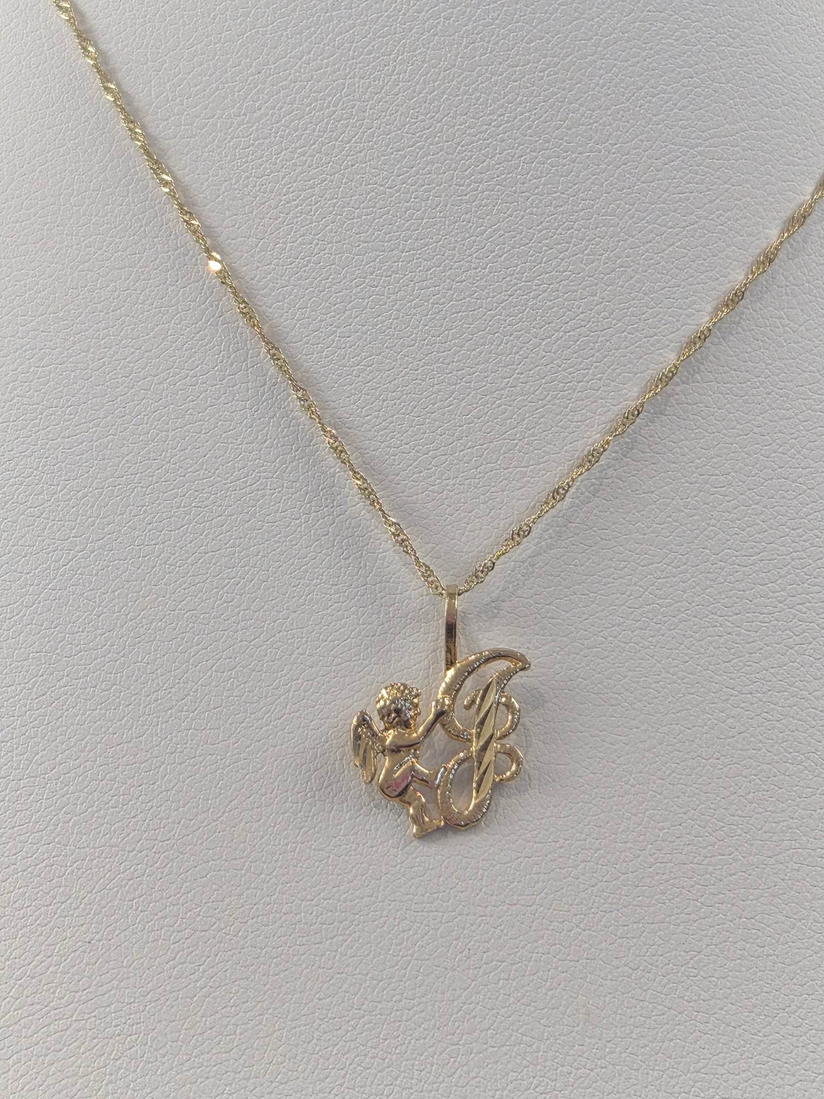 14K Gold Angel Initial Singapore Set
