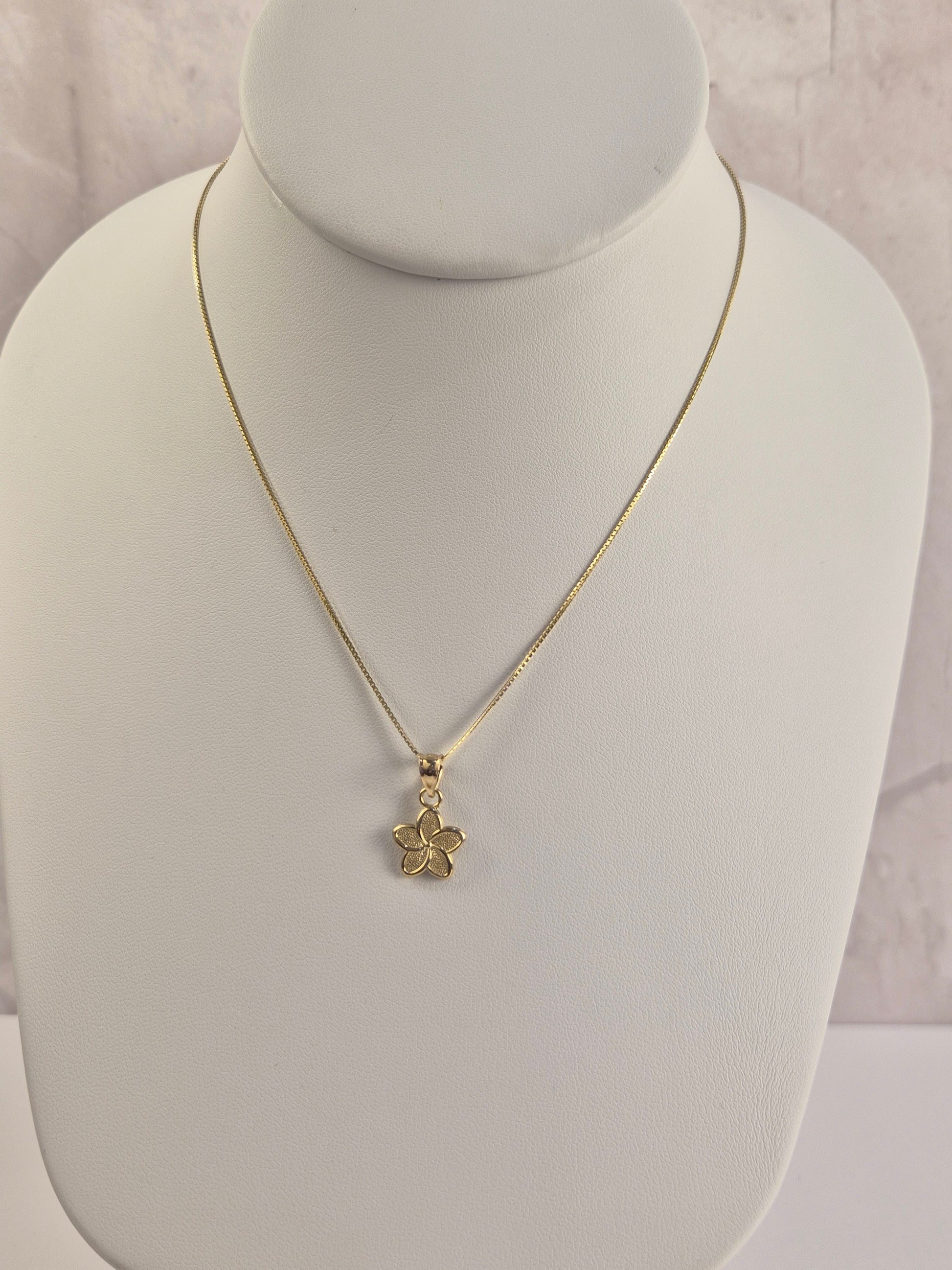 14K Gold Plumeria Box Chain Set