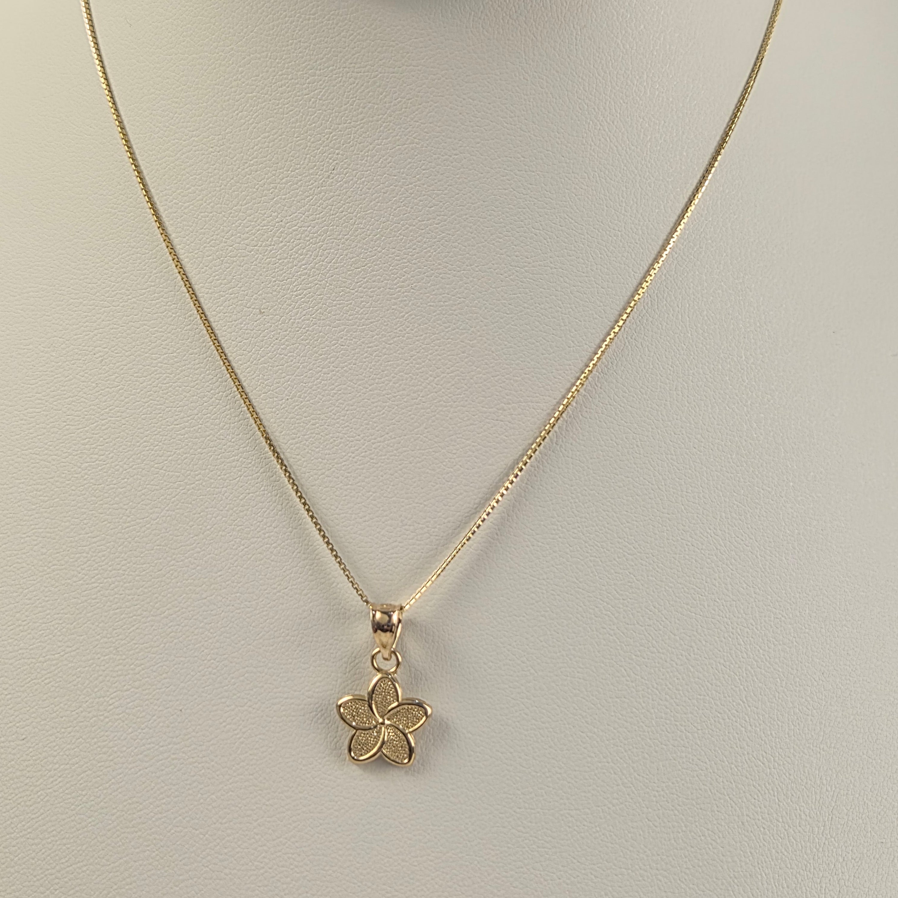 14K Gold Plumeria Box Chain Set