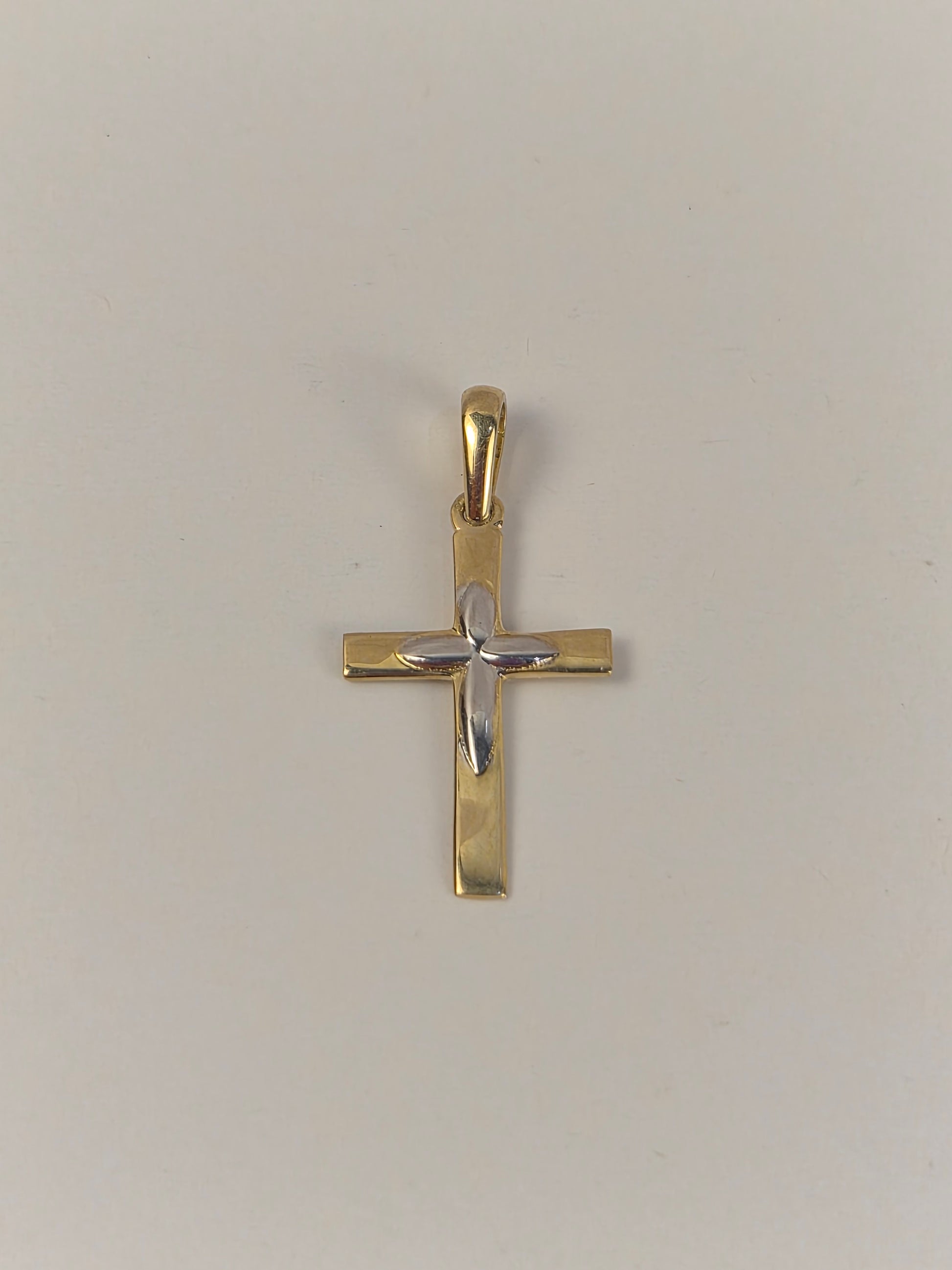 14K Gold Two-Tone Cross Pendant