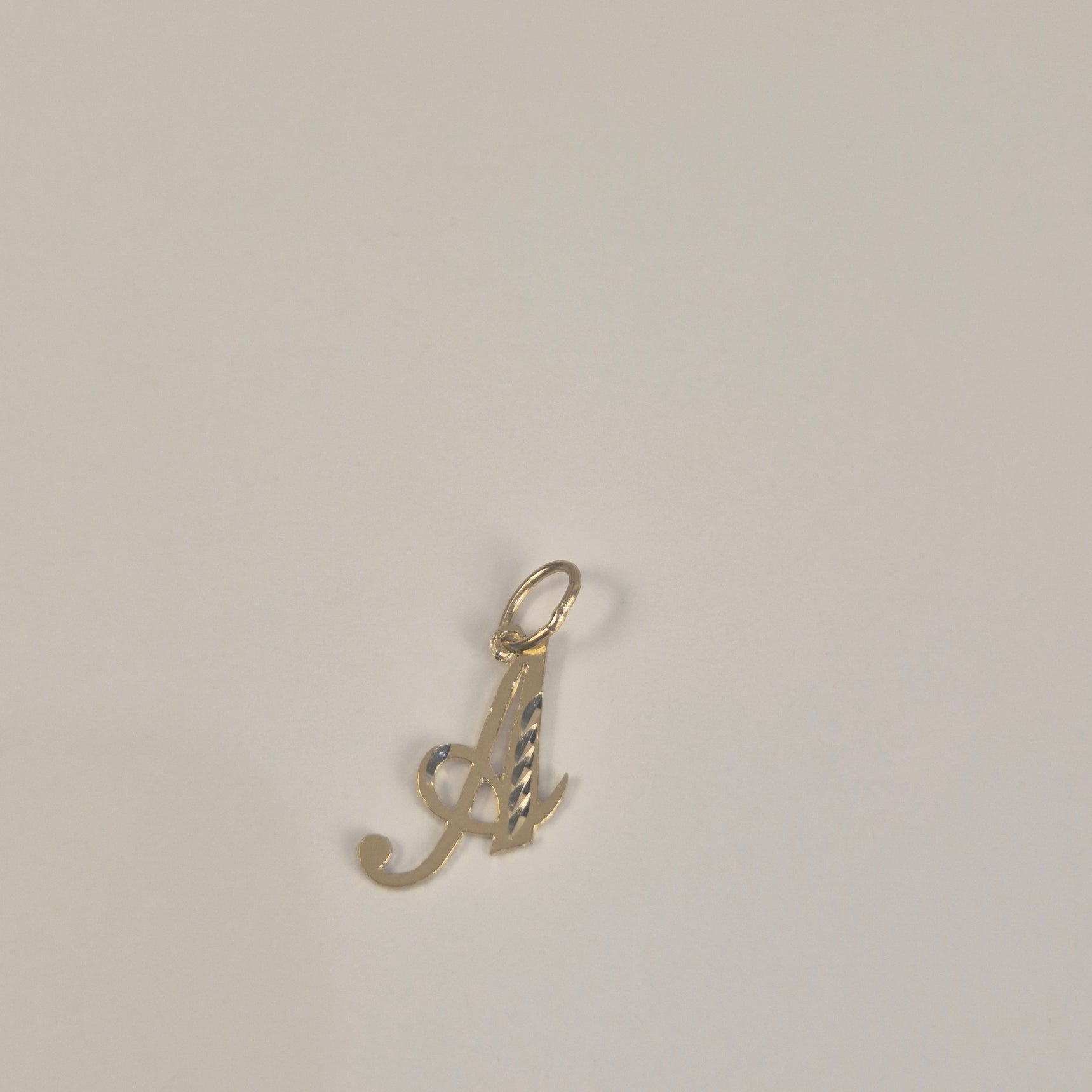 Cursive Diamond-Cut Mini Initial Pendant 14K Gold