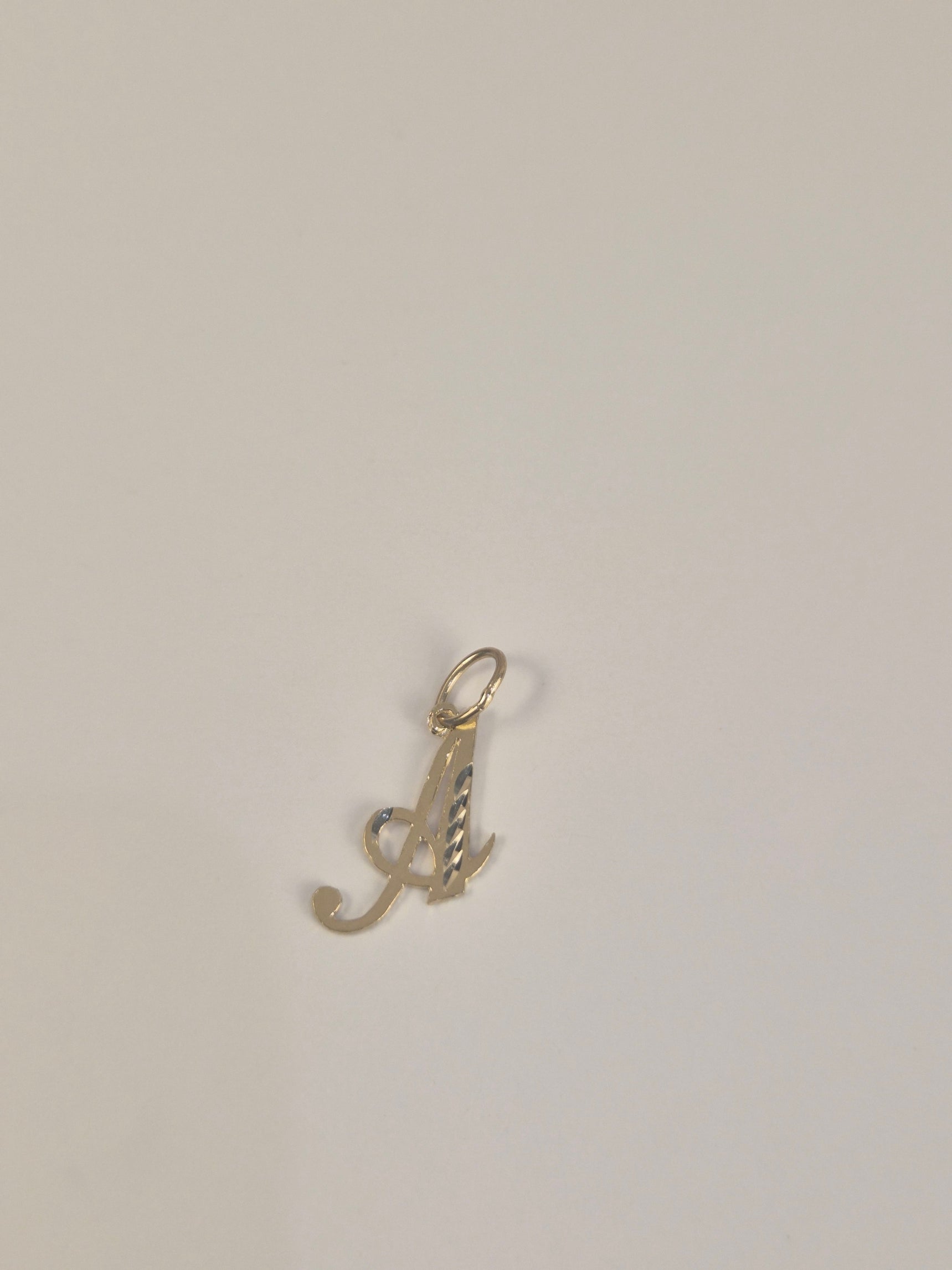 Cursive Diamond-Cut Mini Initial Pendant 14K Gold