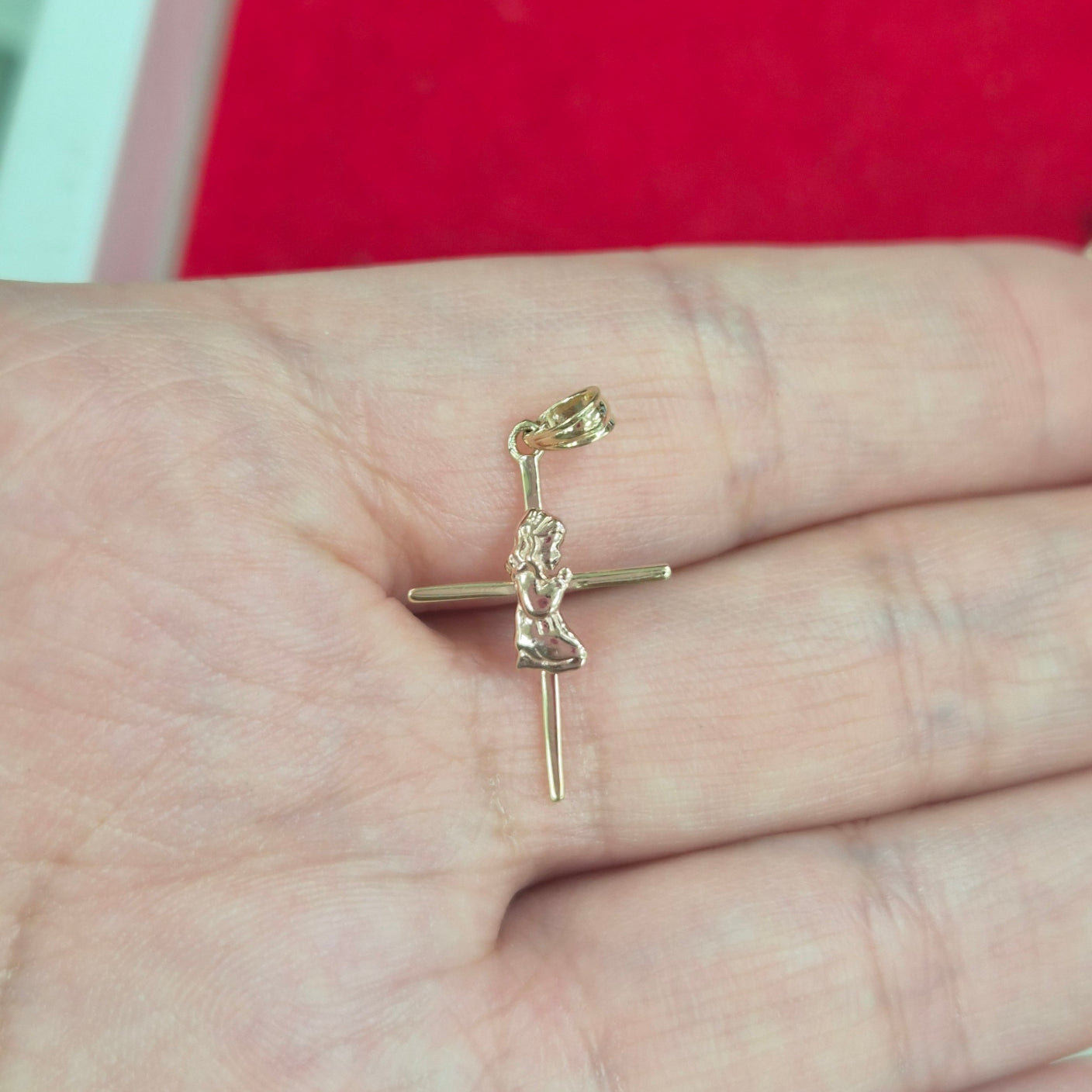 14K Gold Primera Comunión Cross Pendant