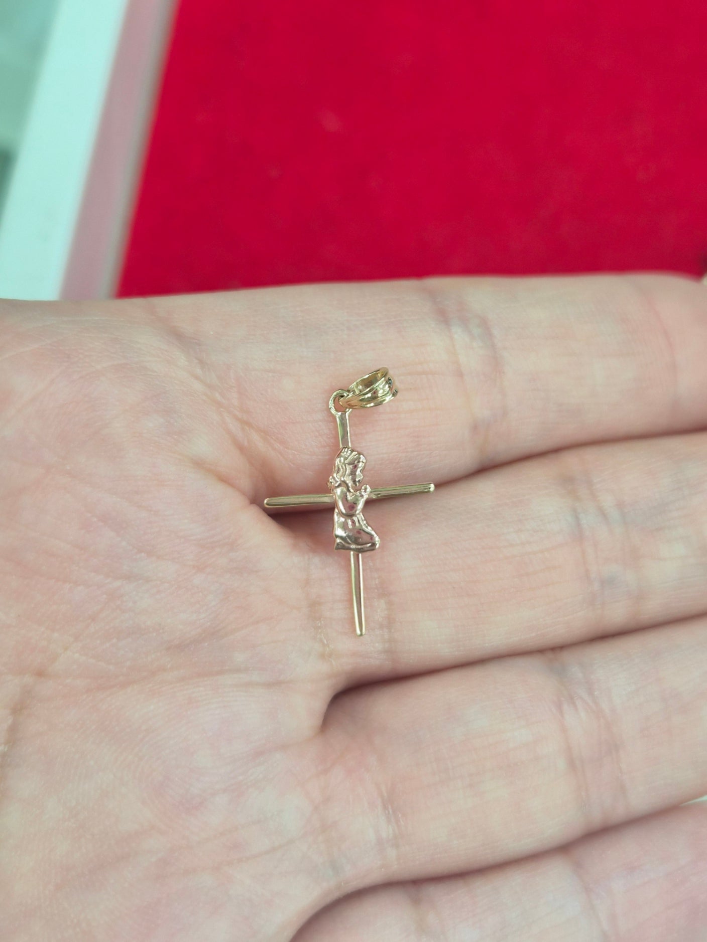 14K Gold Primera Comunión Cross Pendant