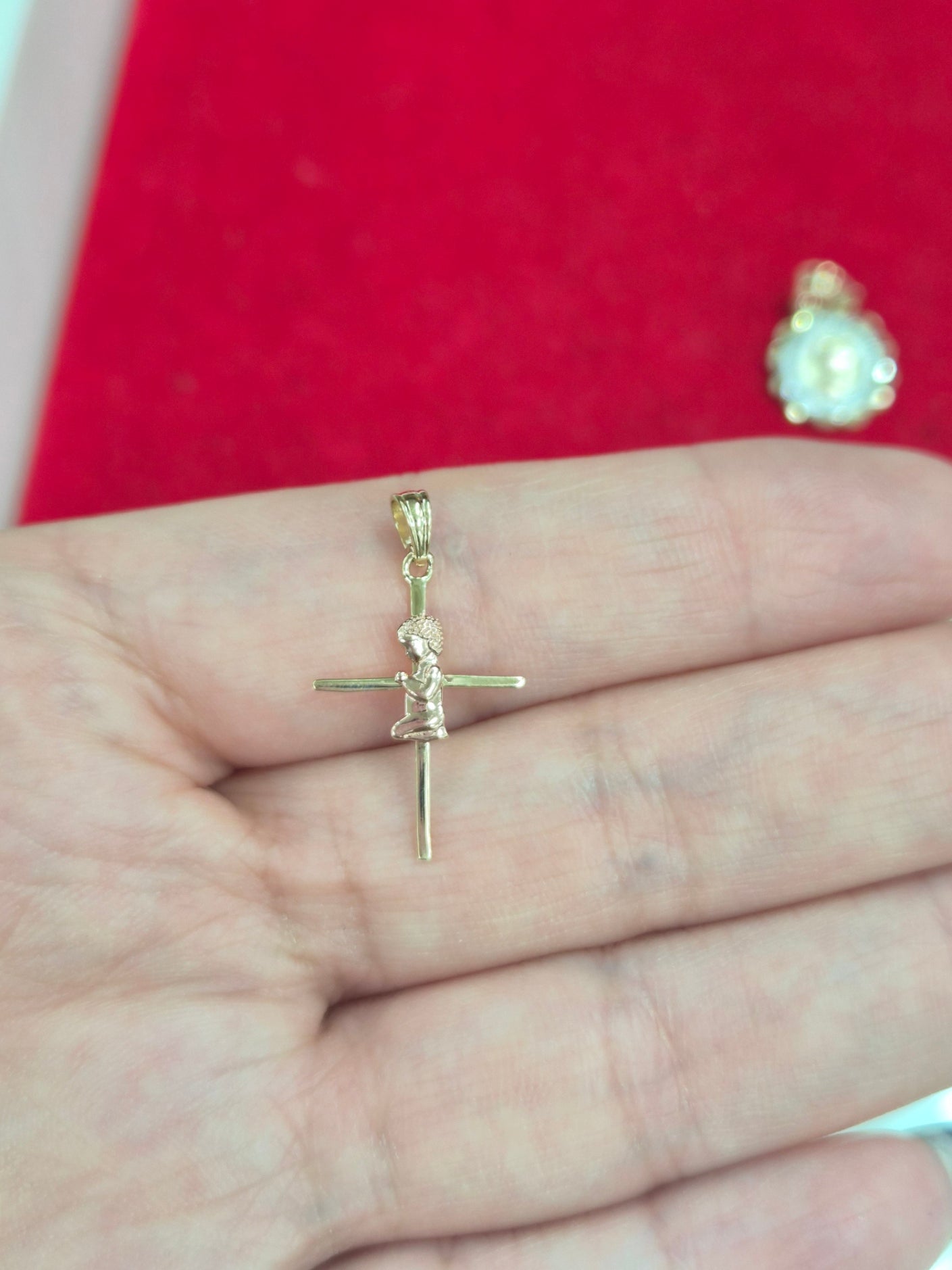 14K Gold Primera Comunión Cross Pendant