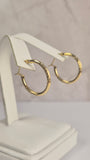 14K Gold Budded Diamond-Cut Hoop Earrings – (019)