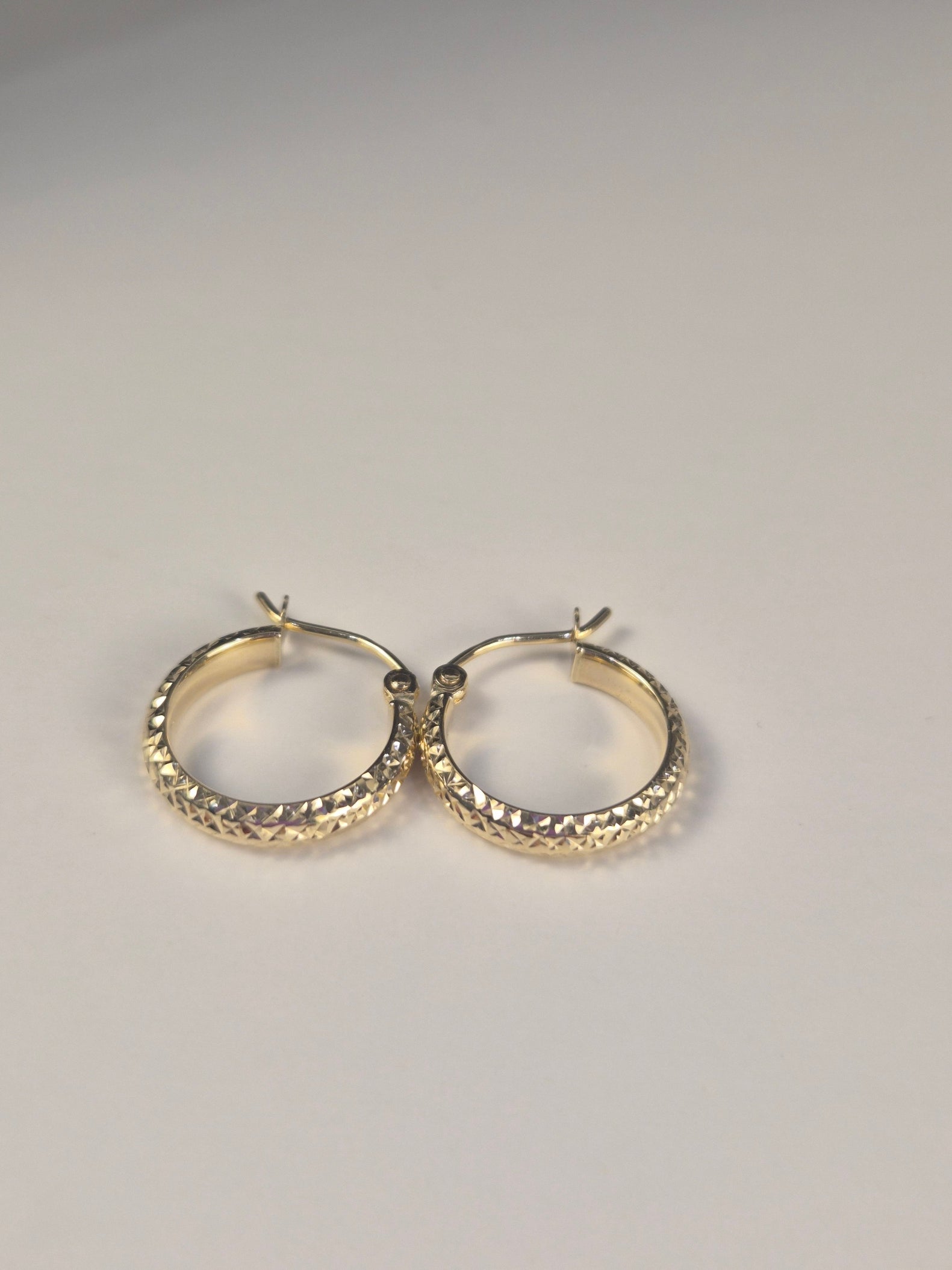 14K Gold Diamond Cut Hoop Earrings (038)