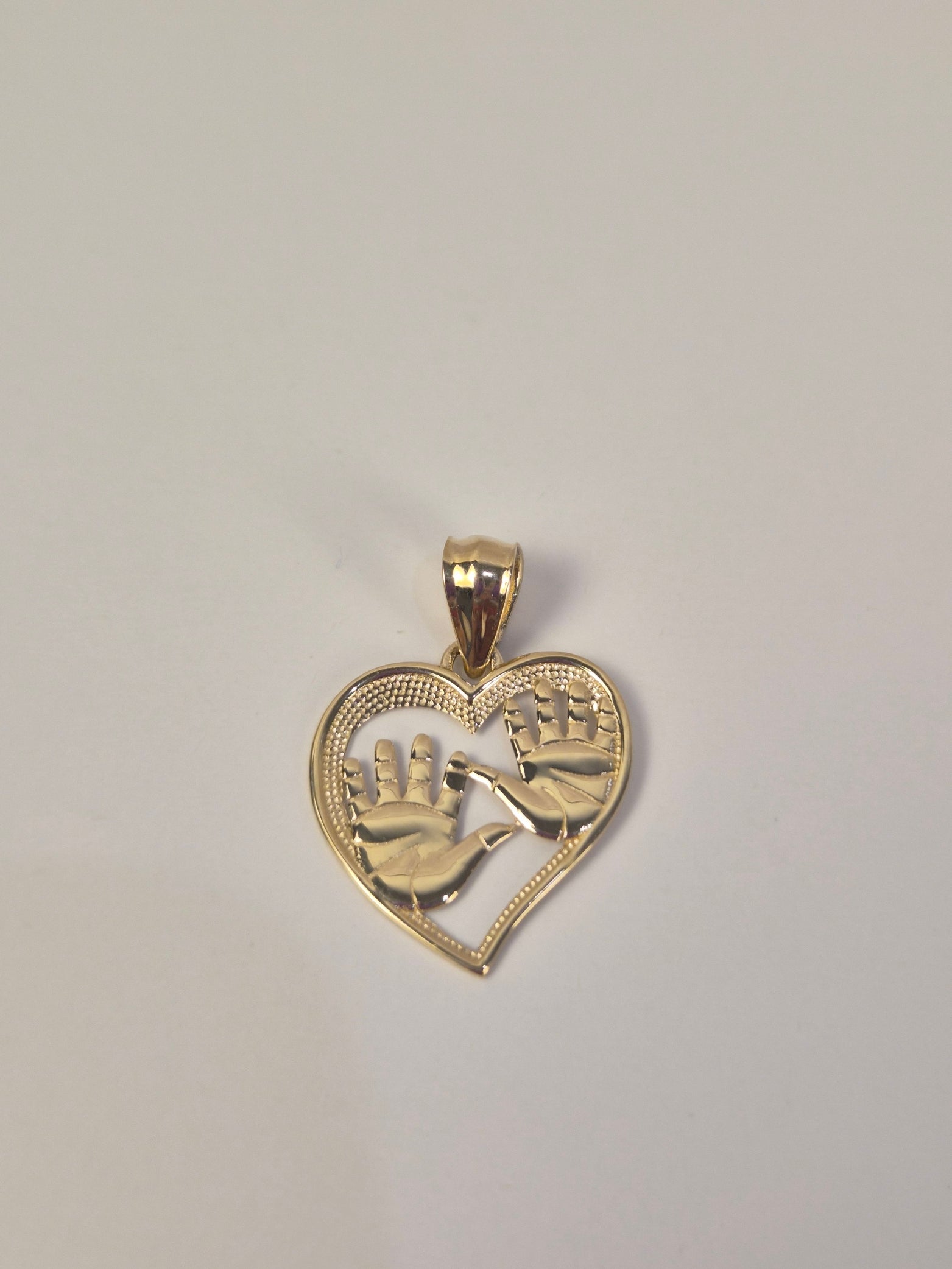 14K Gold Heart Handprint Pendant