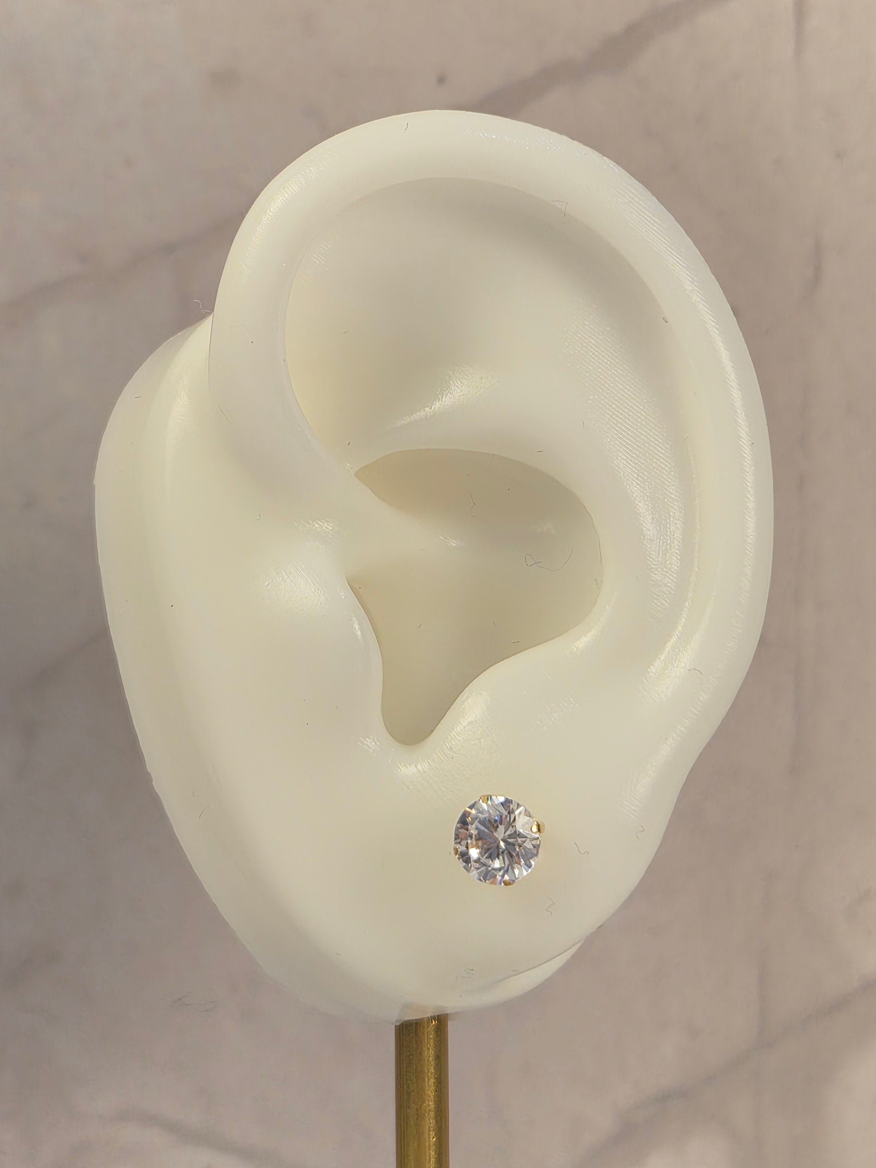 Pendientes de oro de 14 quilates con cierre de rosca y piedra natal de 6 mm