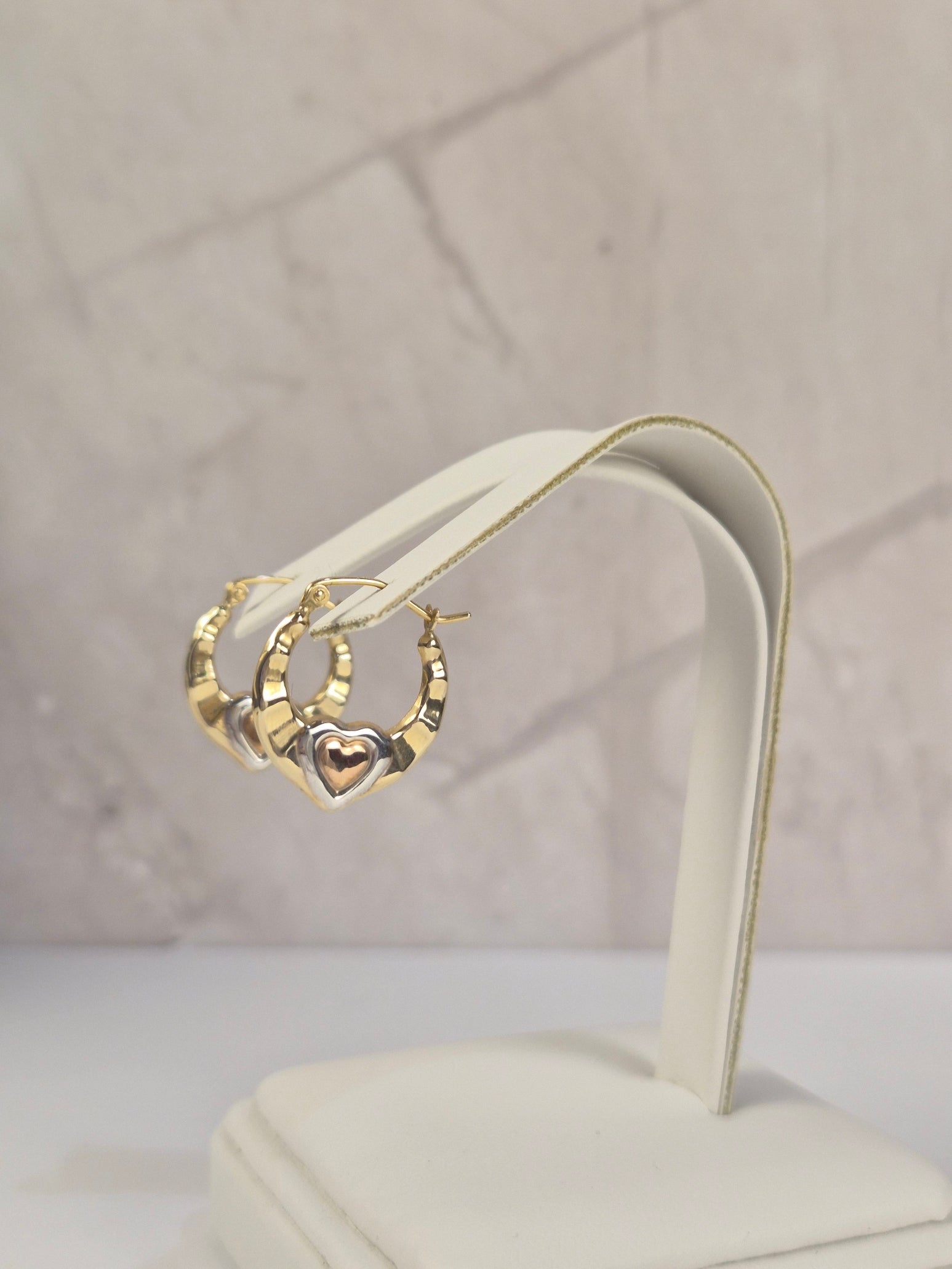 14k Gold Golden Heart Hoops (056)
