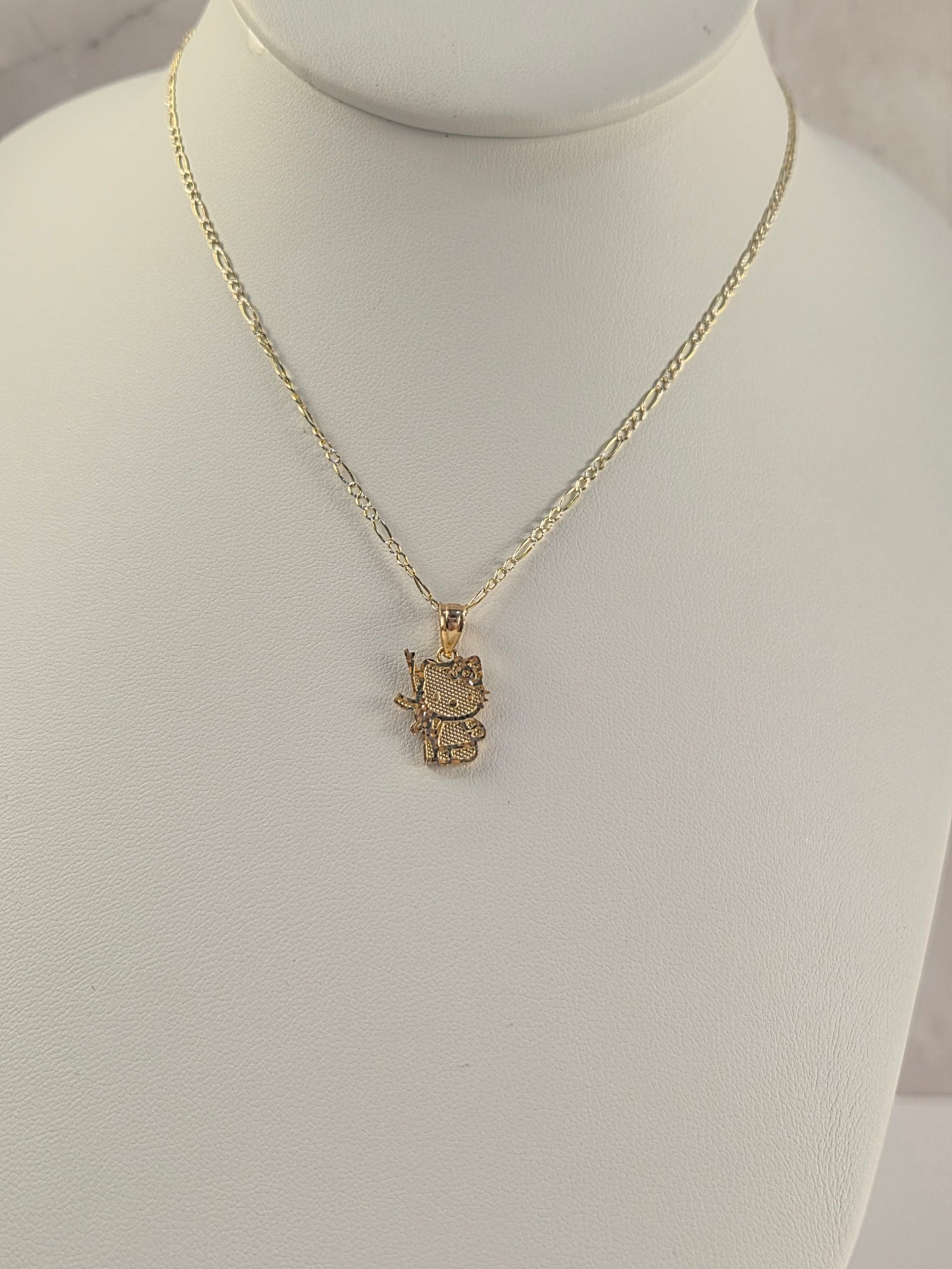 14K Gold Mini Hello Kitty AK Necklace Set