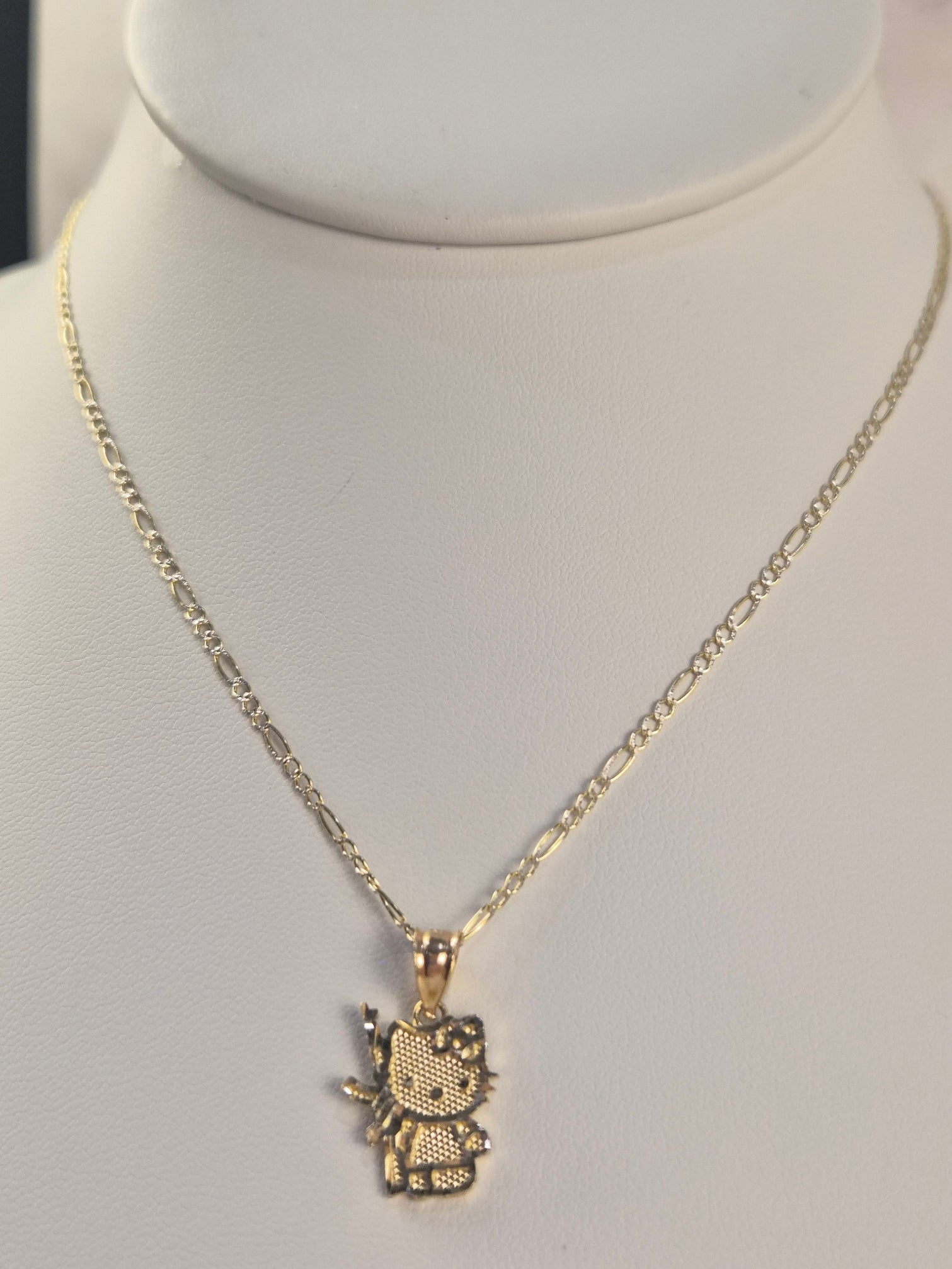 14K Gold Mini Hello Kitty AK Necklace Set