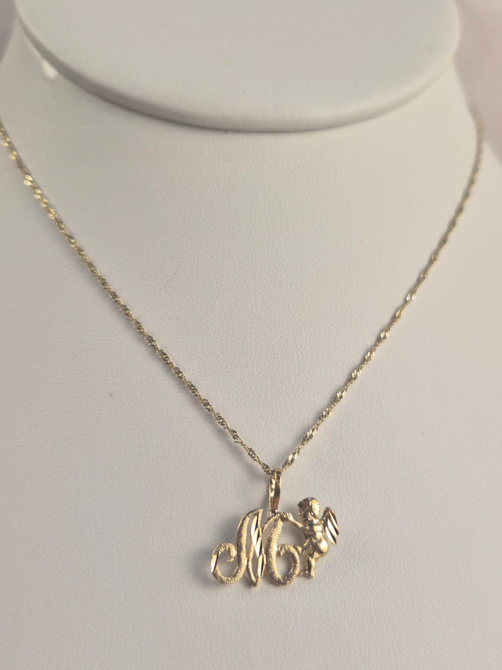 14K Gold Angel Initial Singapore Set