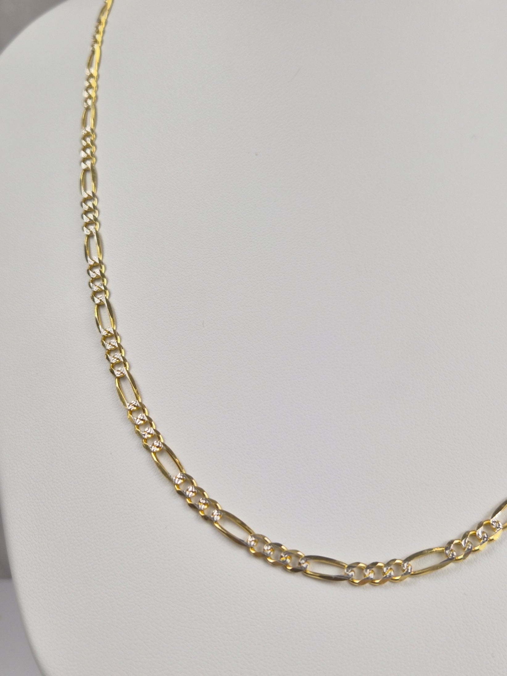 Cadena fígaro de oro macizo de 14 k con corte de diamante de 4,0 mm