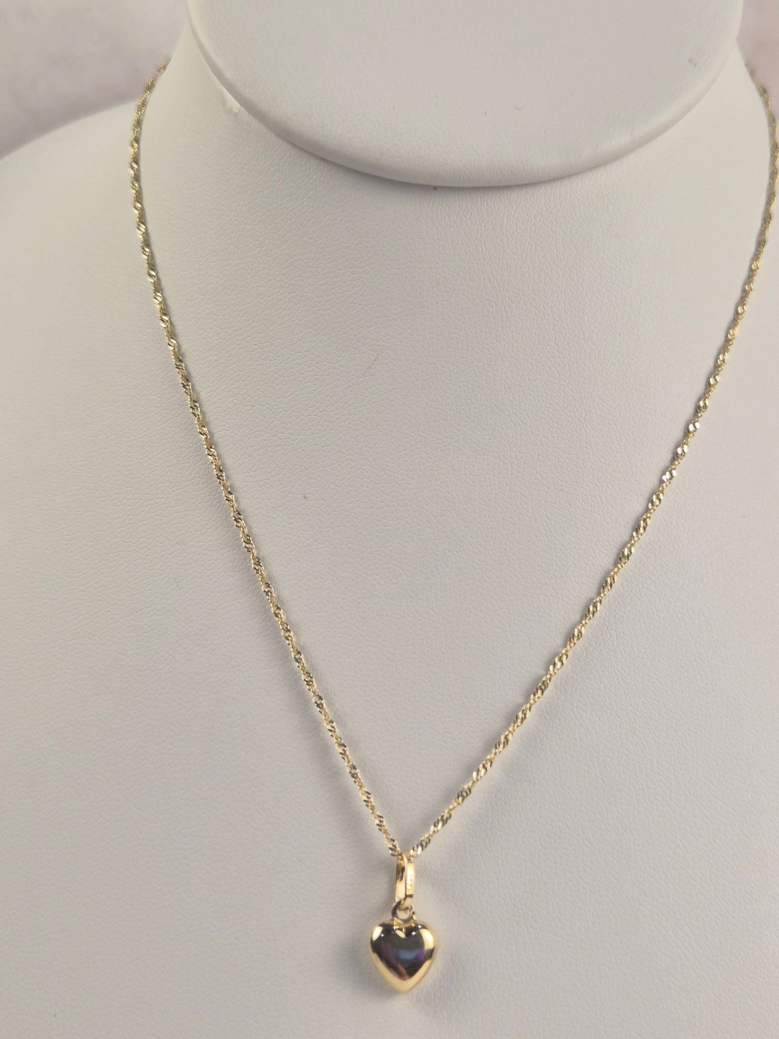 Golden Heartbeat - 14K Gold 1.2mm Necklace & Pendant Set
