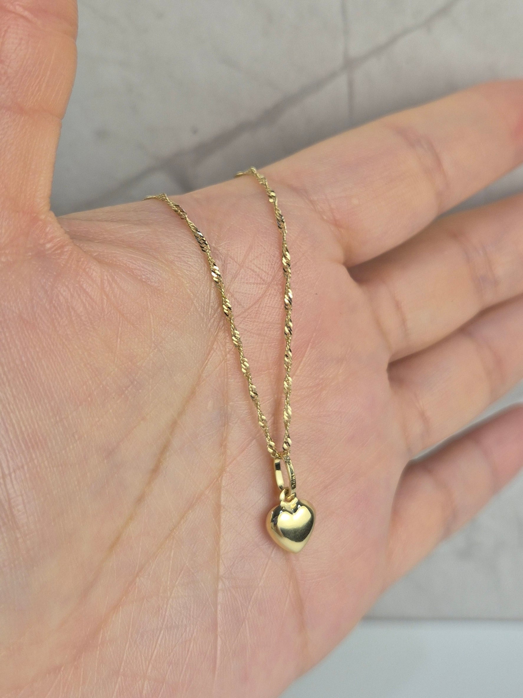 Golden Heartbeat - 14K Gold 1.2mm Necklace & Pendant Set