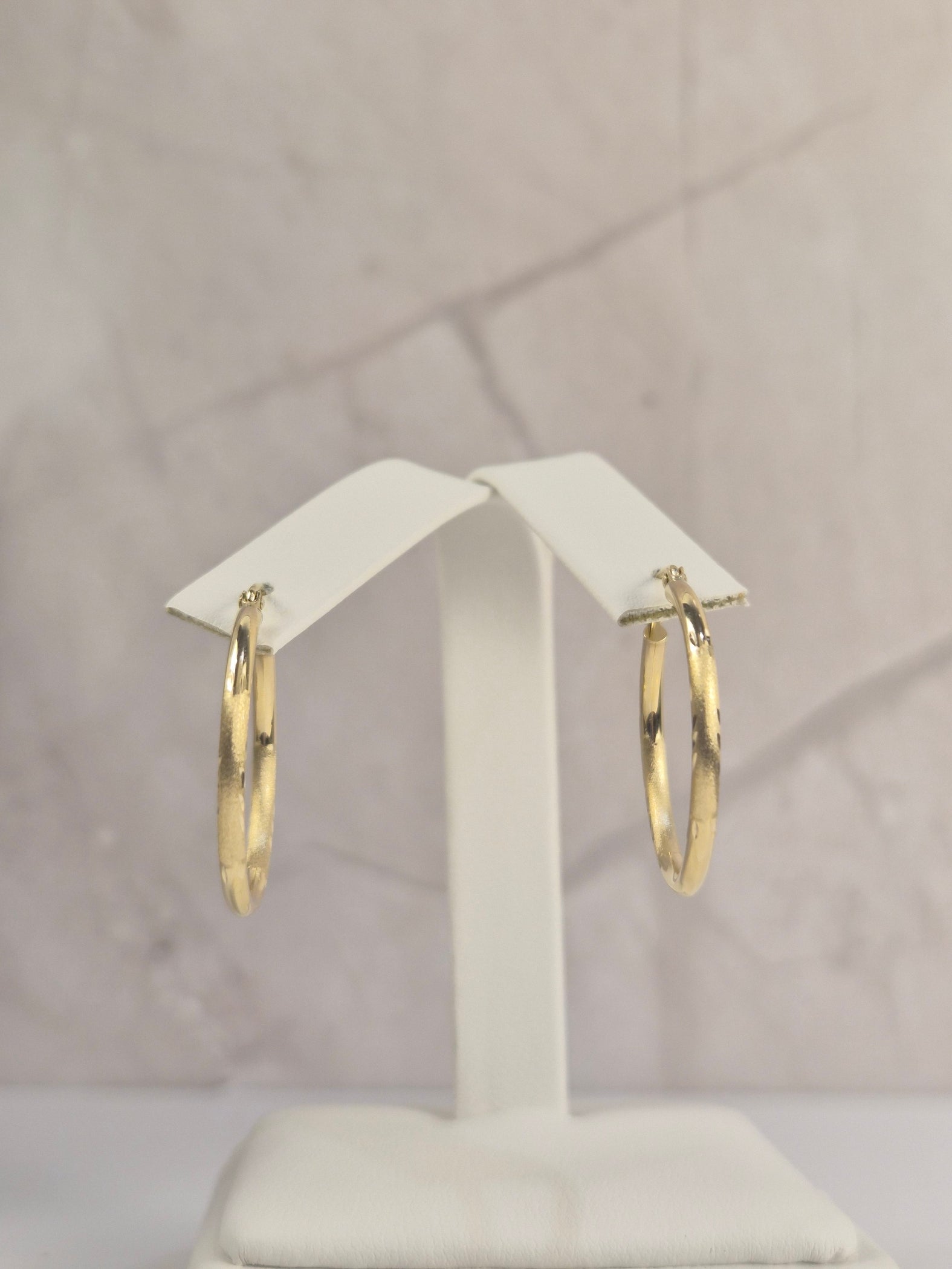 Golden Swirl Hoops (25mm) 14K Gold