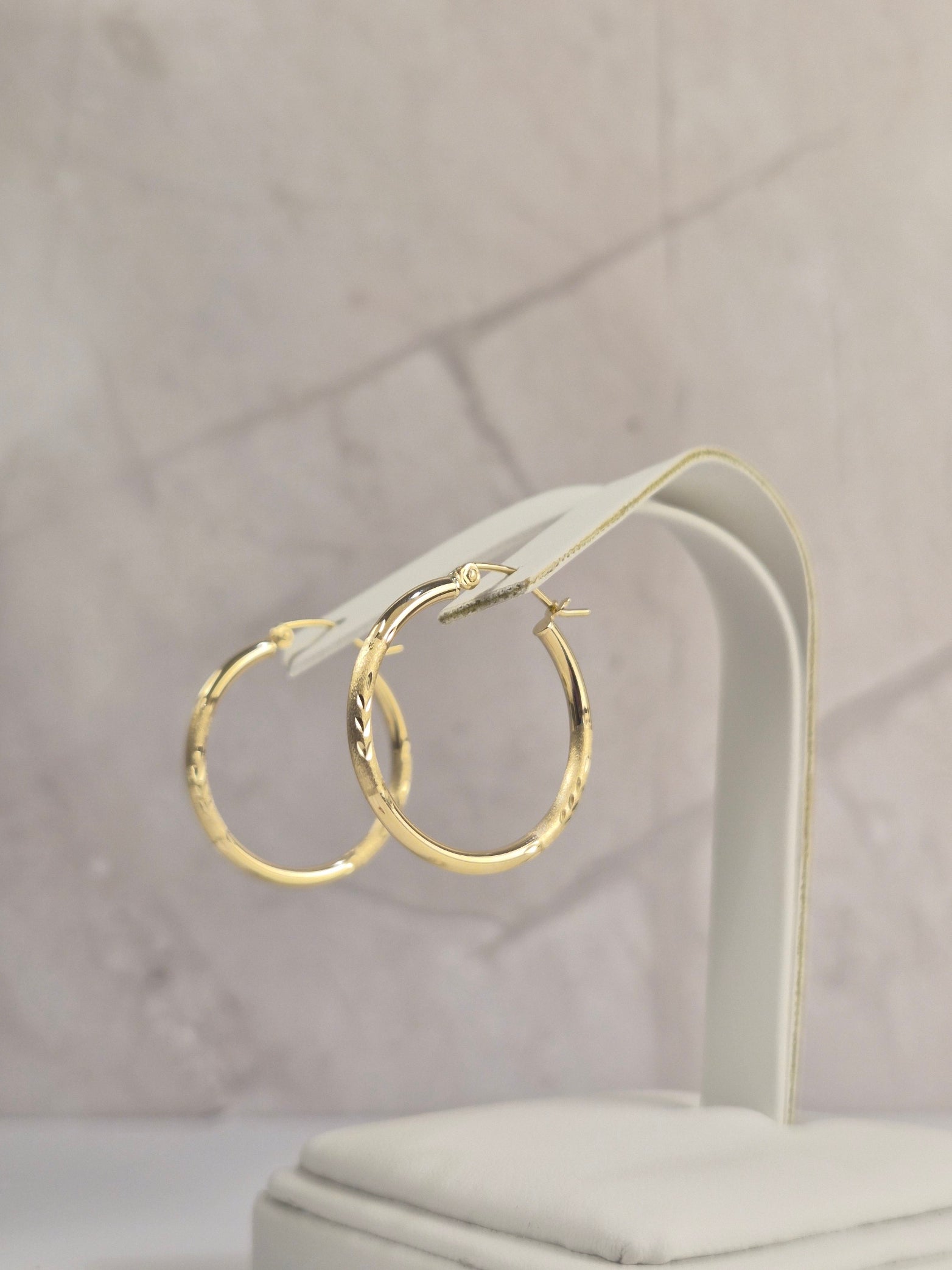 Golden Swirl Hoops (25mm) 14K Gold