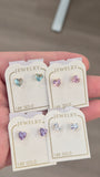 14K Gold Heart CZ Screw Back Earring Bundle – 4 Pair Set
