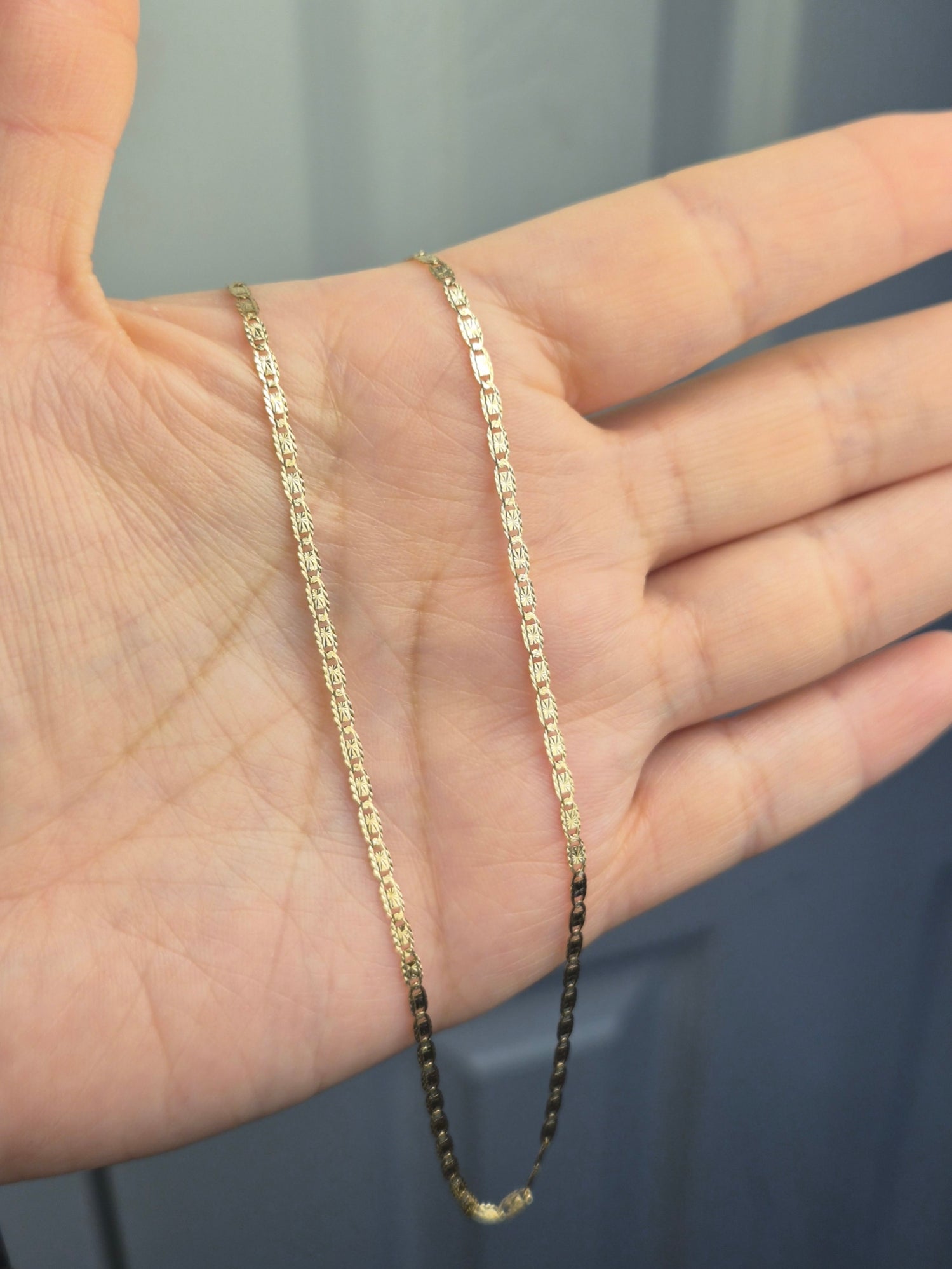 14K Gold 2.1mm Valentino Star Diamond Cut Chain