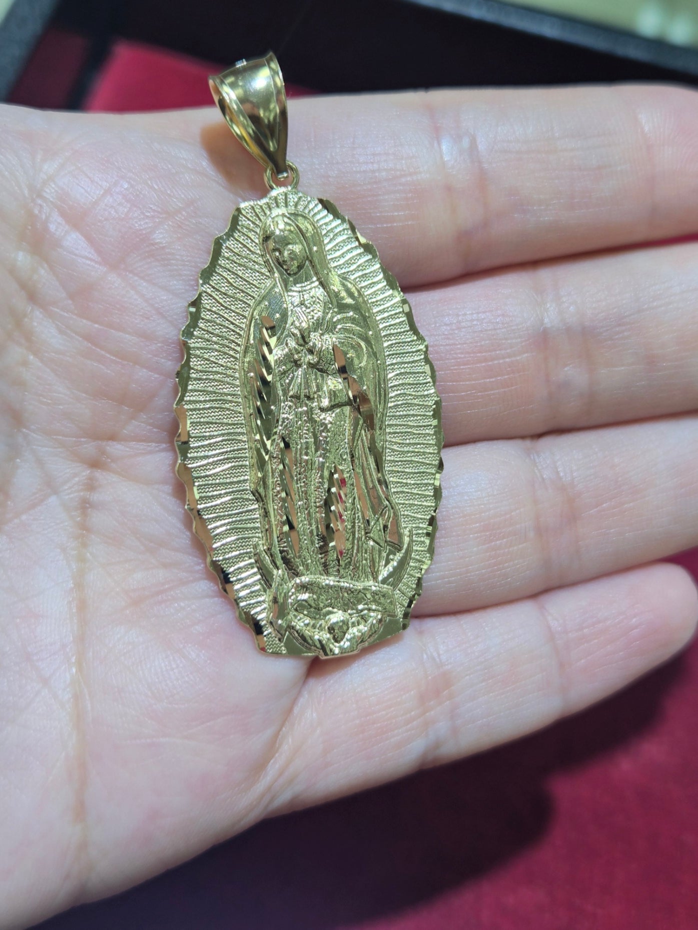 14K Gold Large Virgencita Pendant