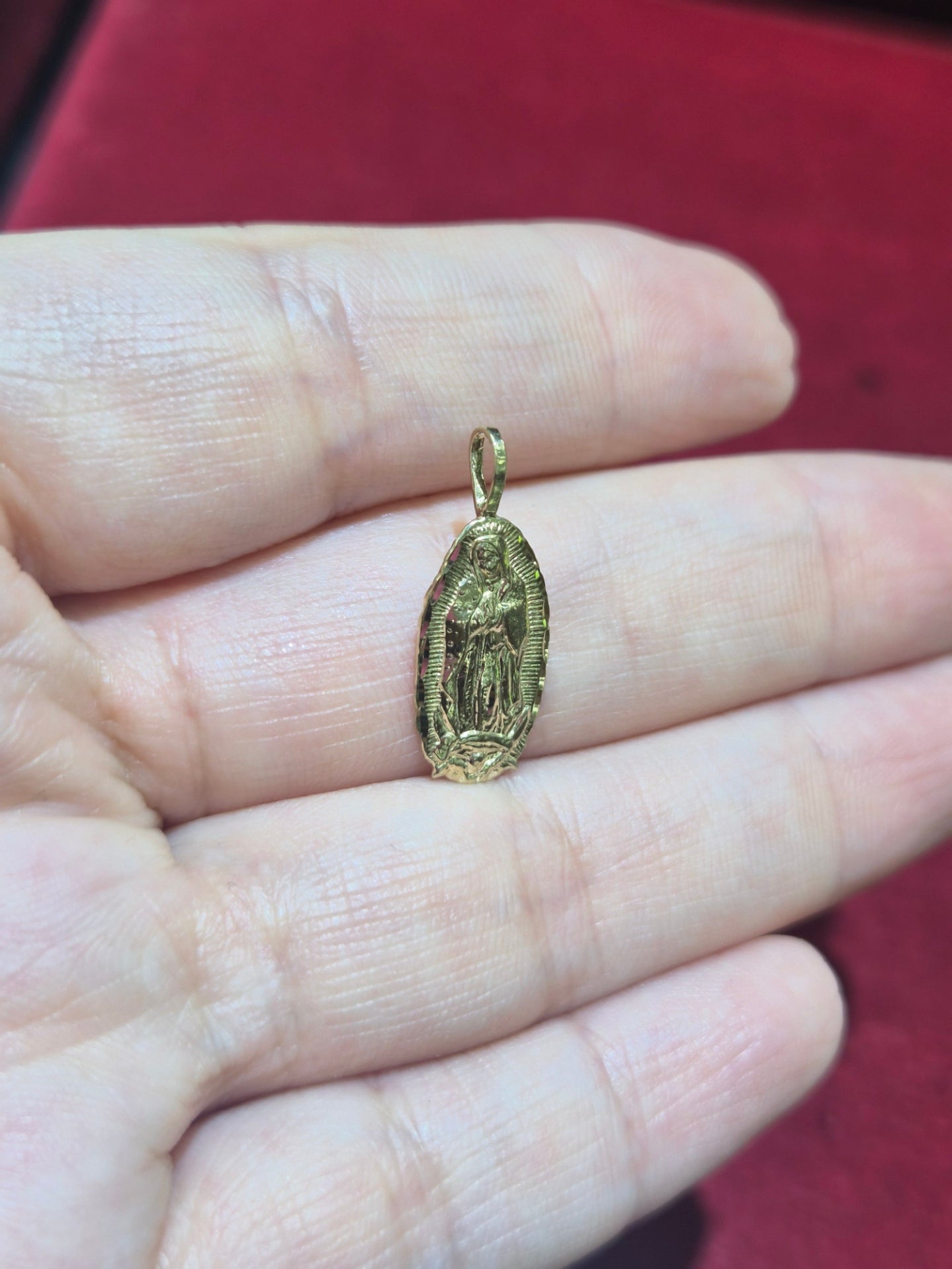 14K Gold Mini Virgencita Pendant