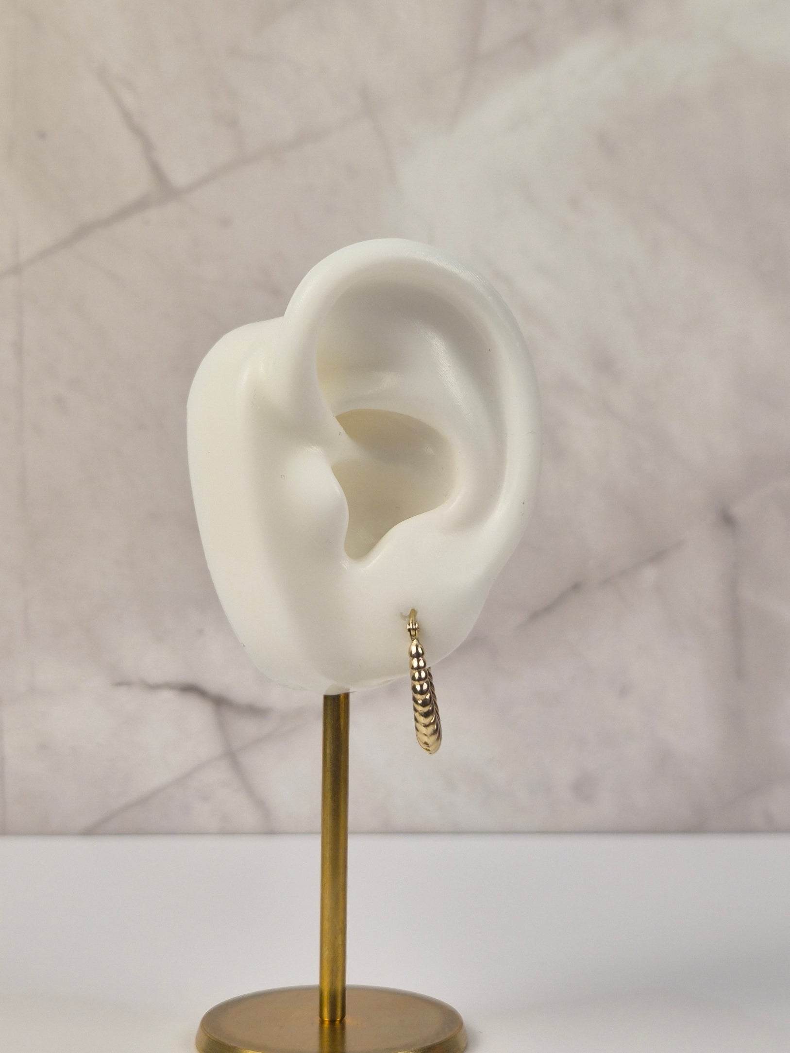 Mini Golden Shrimp Hoops – 14K Gold