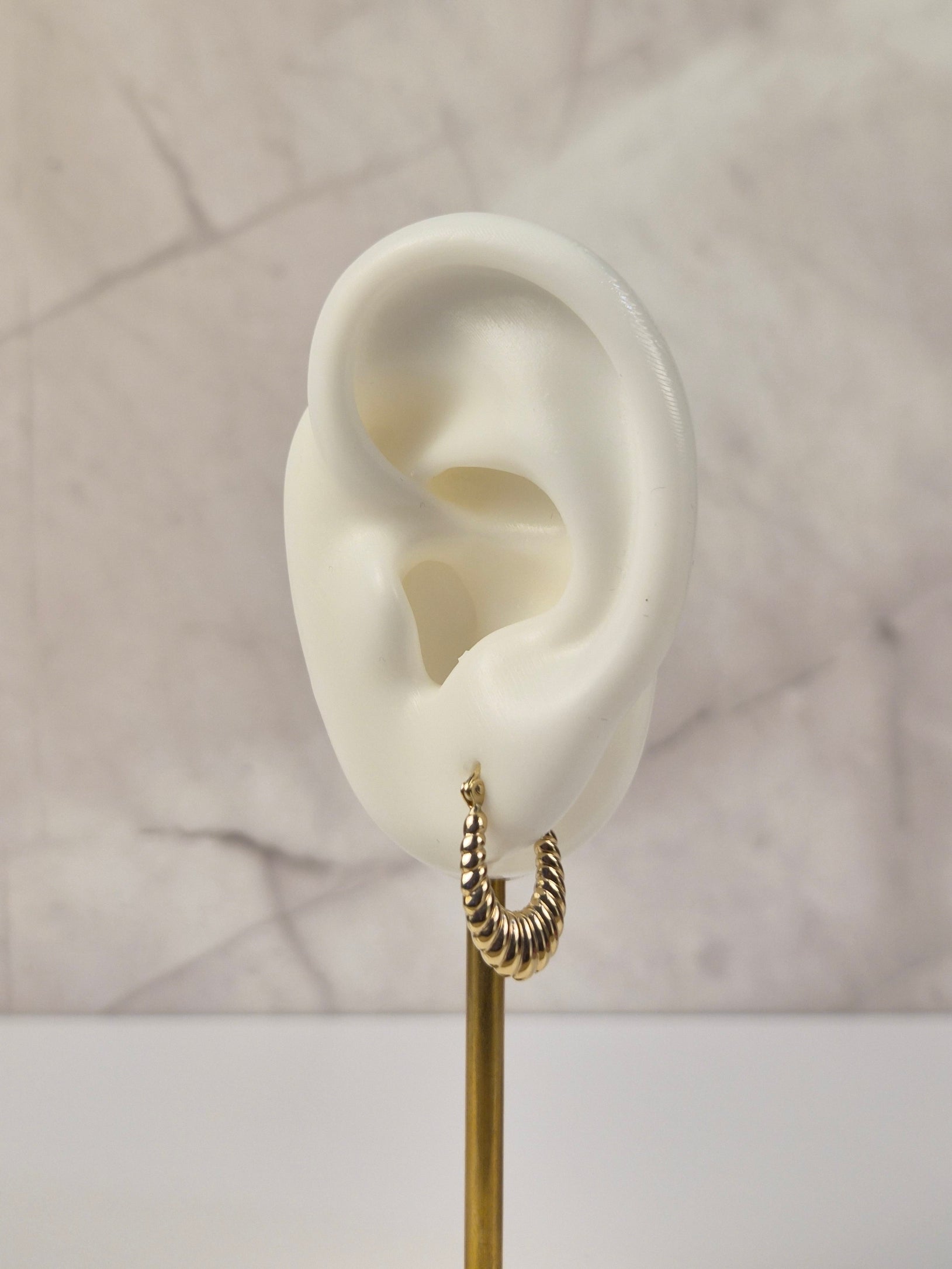 Mini Golden Shrimp Hoops – 14K Gold