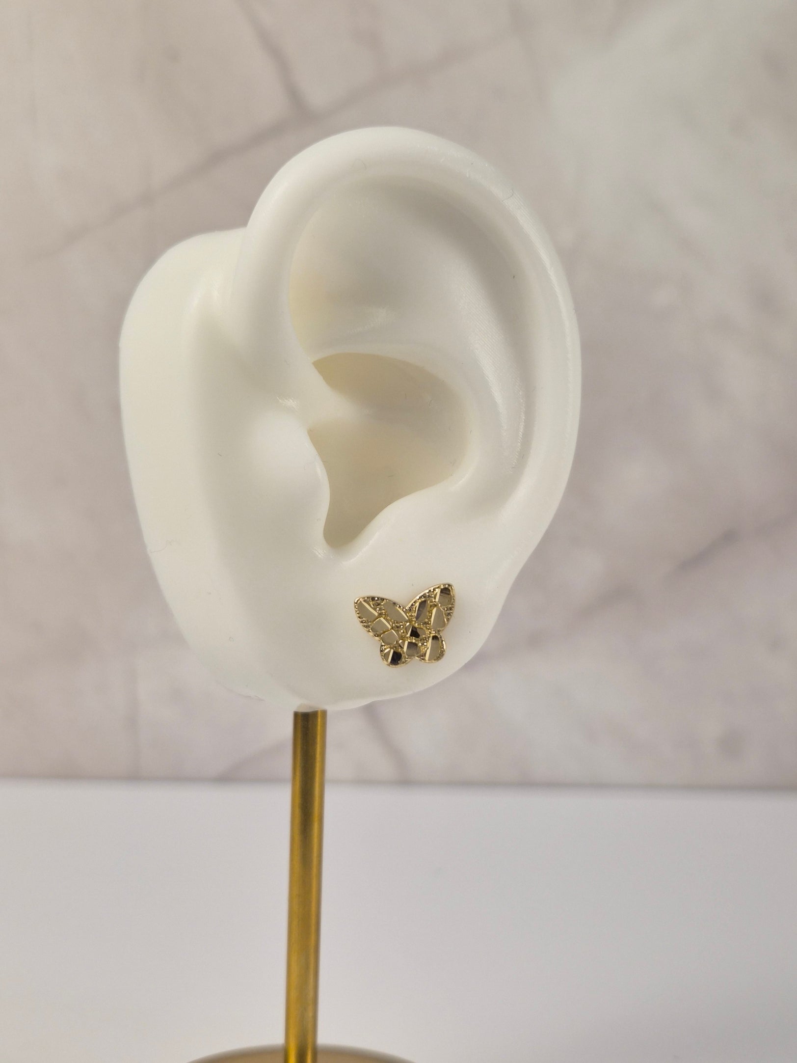 Petite Nugget Butterfly – 14K Gold Stud Earrings