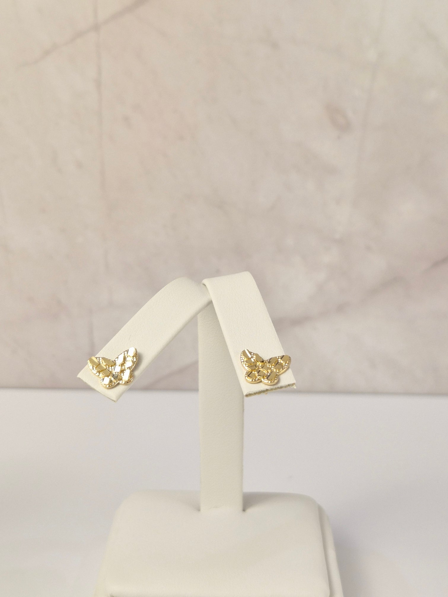 Petite Nugget Butterfly – 14K Gold Stud Earrings