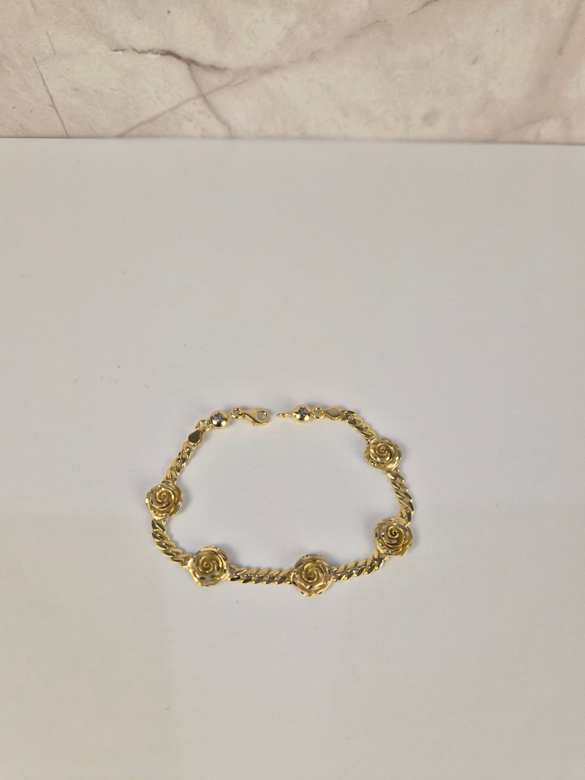 Golden Rosé – 14K Gold Cuban Rose Bracelet & Earrings