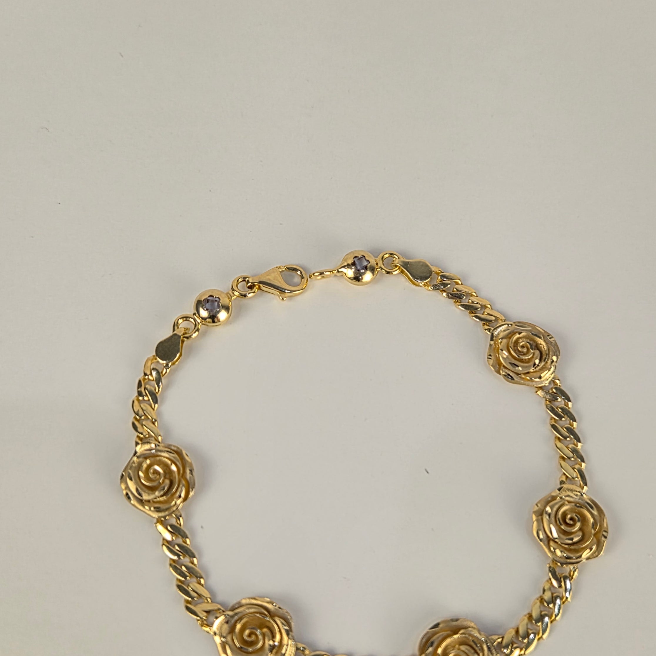Golden Rosé – 14K Gold Cuban Rose Bracelet & Earrings