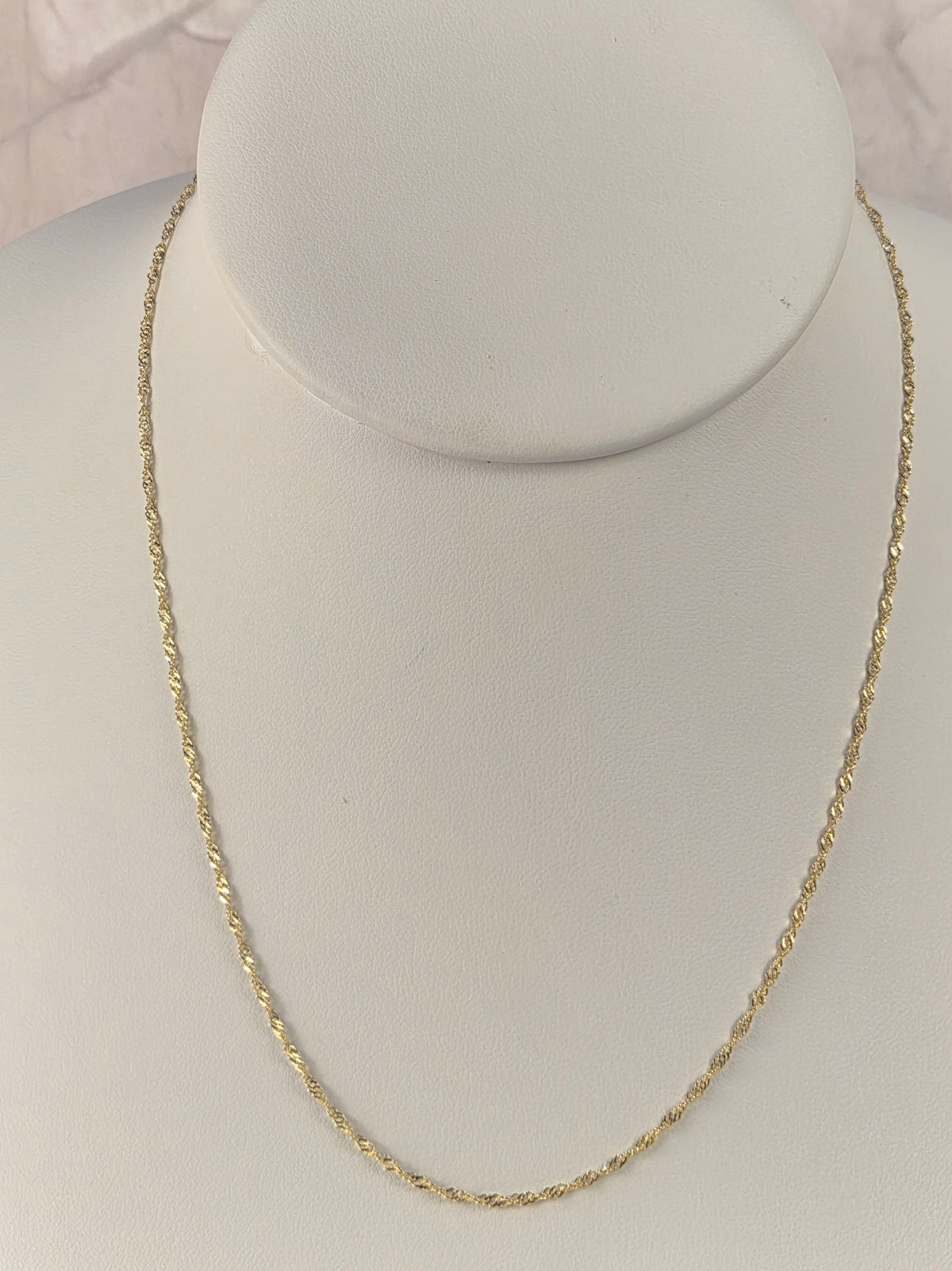 Golden Shimmer – 10K Gold Singapore Chain | Approx. 15½"