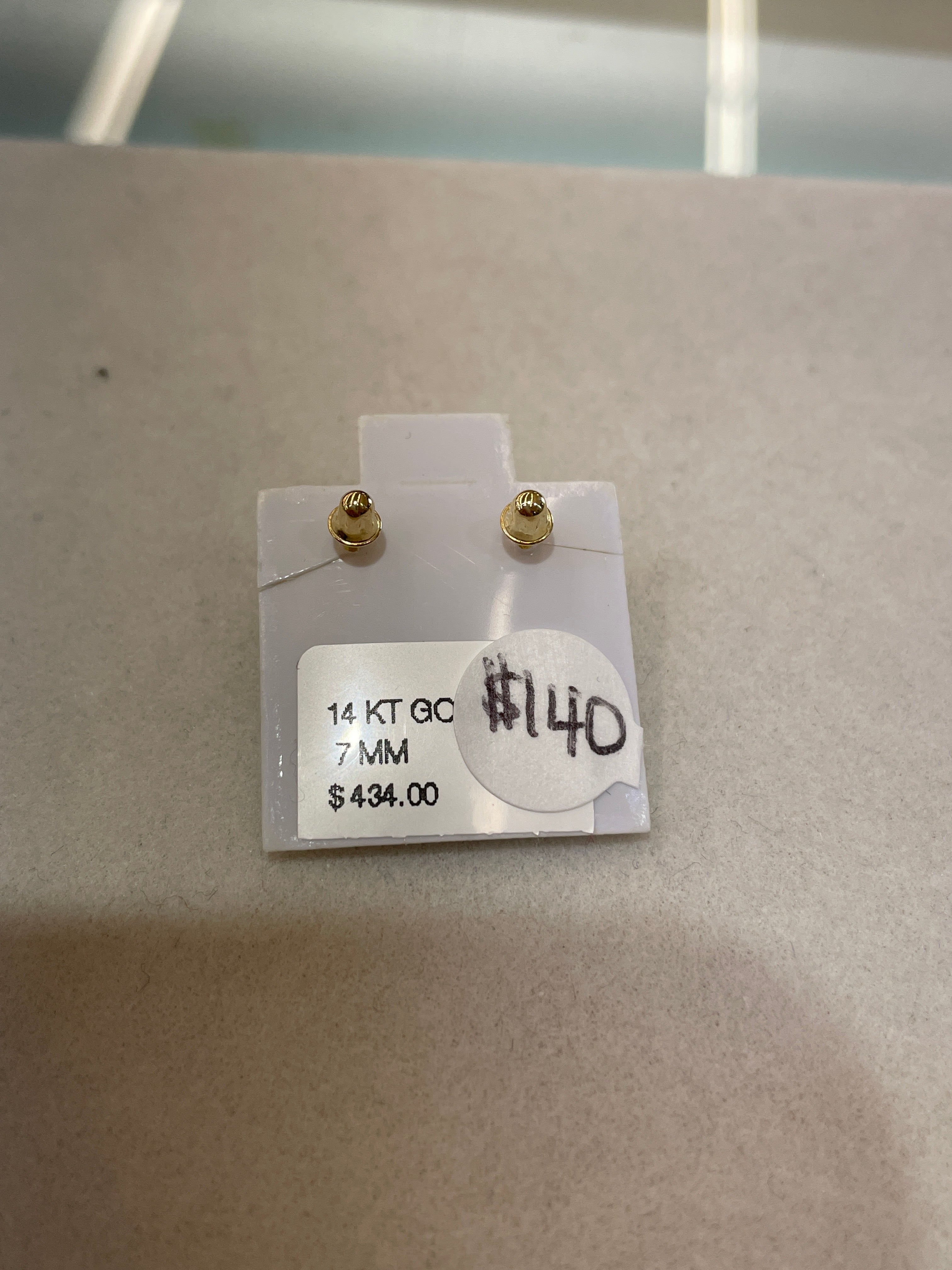 14K Gold 7mm Square CZ Earrings