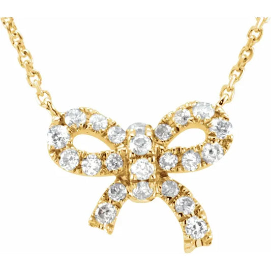 14K White 1/6 CTW Natural Diamond Bow 18" Necklace