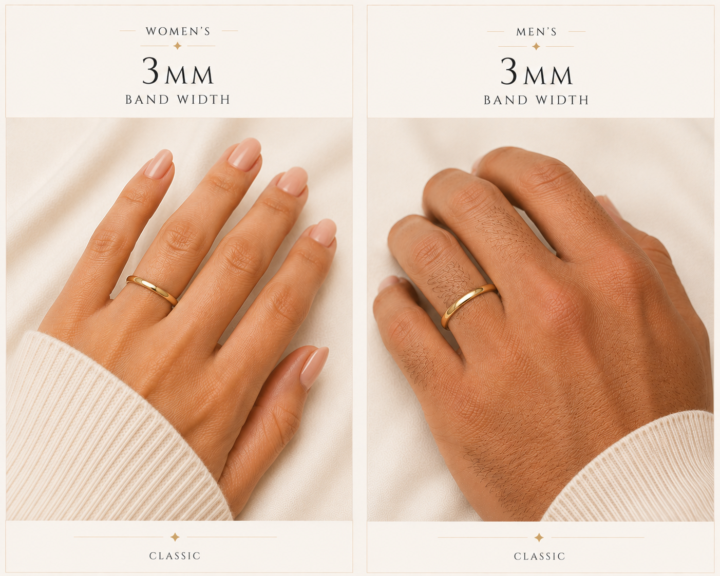 Alianza de boda clásica de oro de 14 quilates de 3 mm